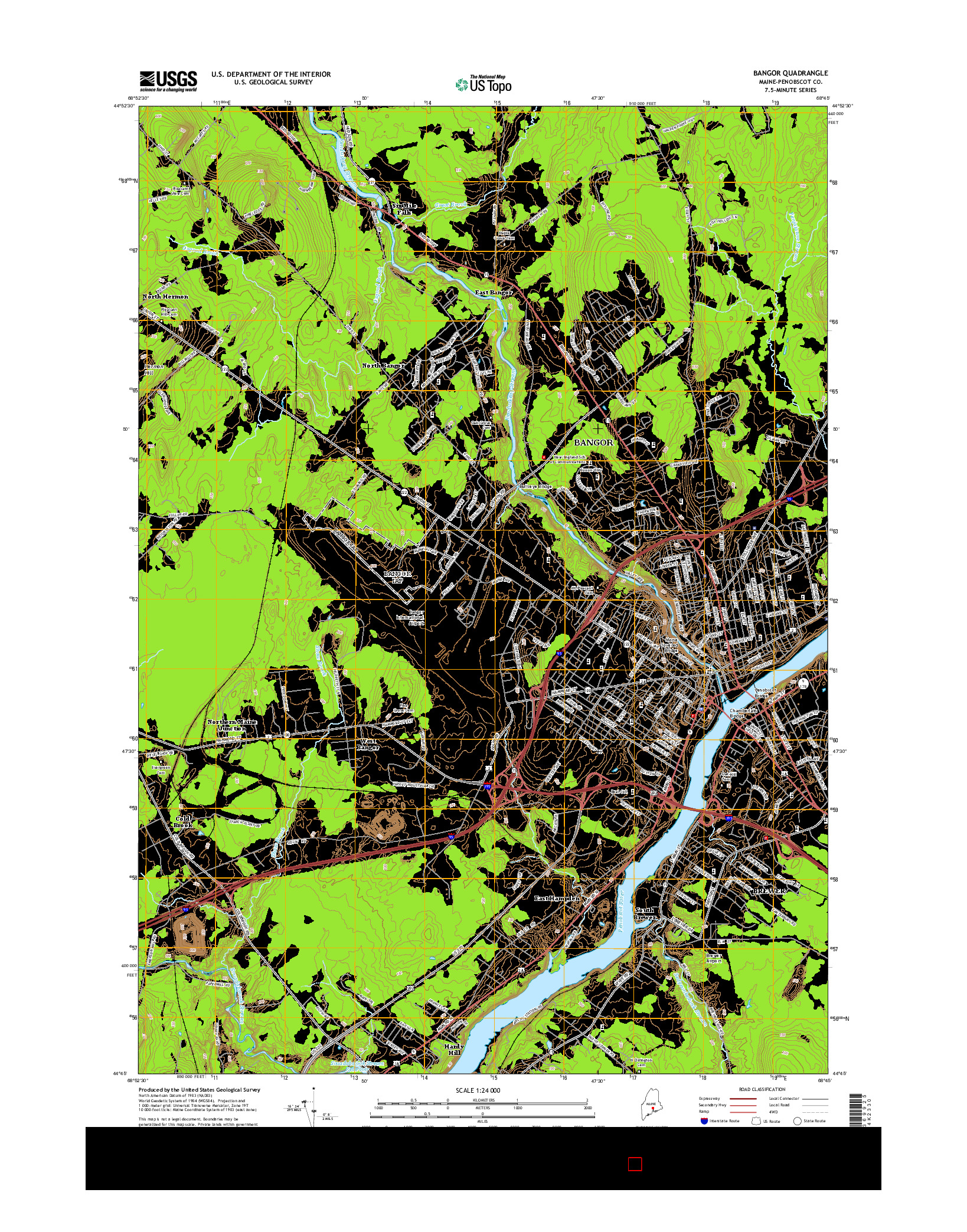 USGS US TOPO 7.5-MINUTE MAP FOR BANGOR, ME 2014