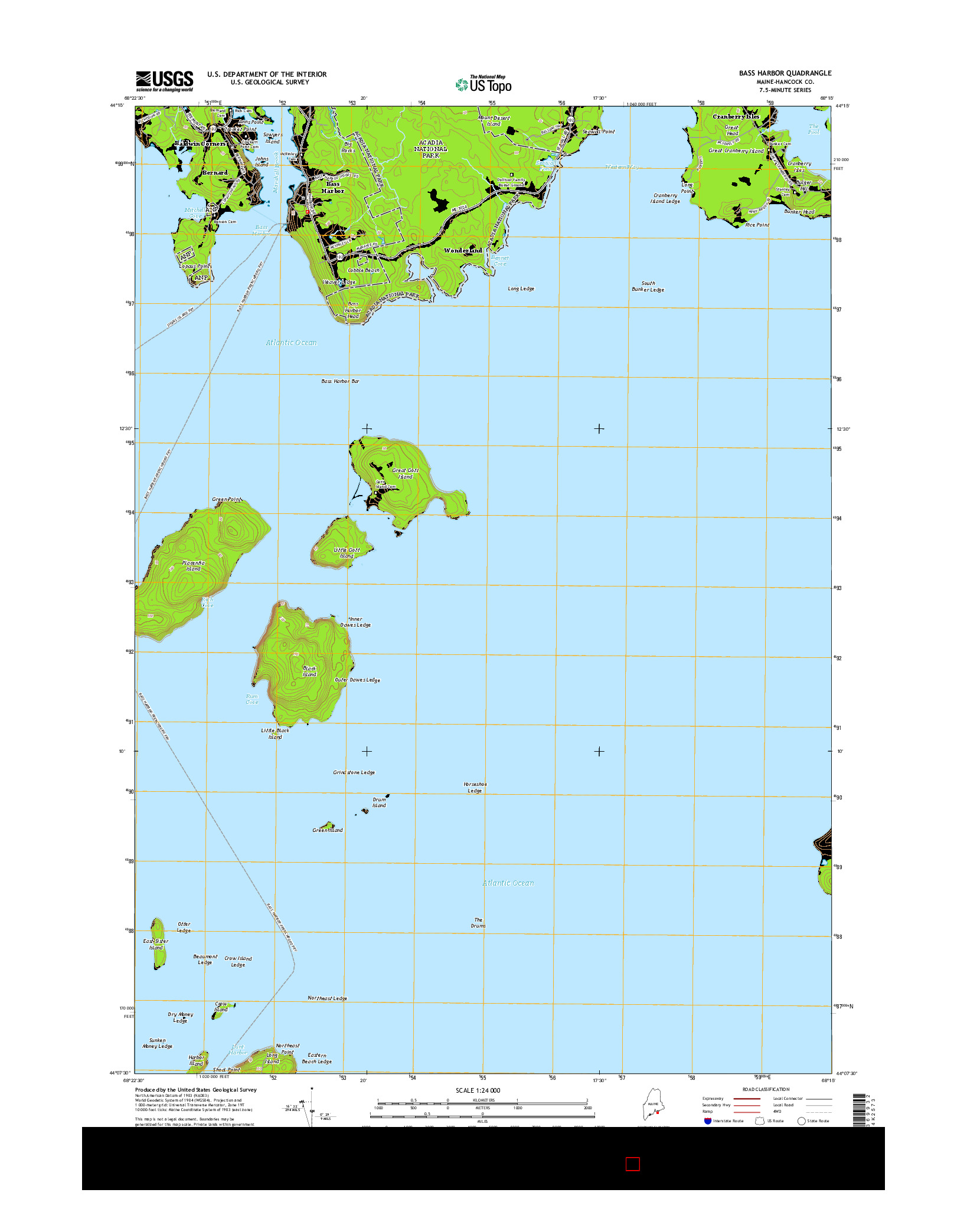 USGS US TOPO 7.5-MINUTE MAP FOR BASS HARBOR, ME 2014