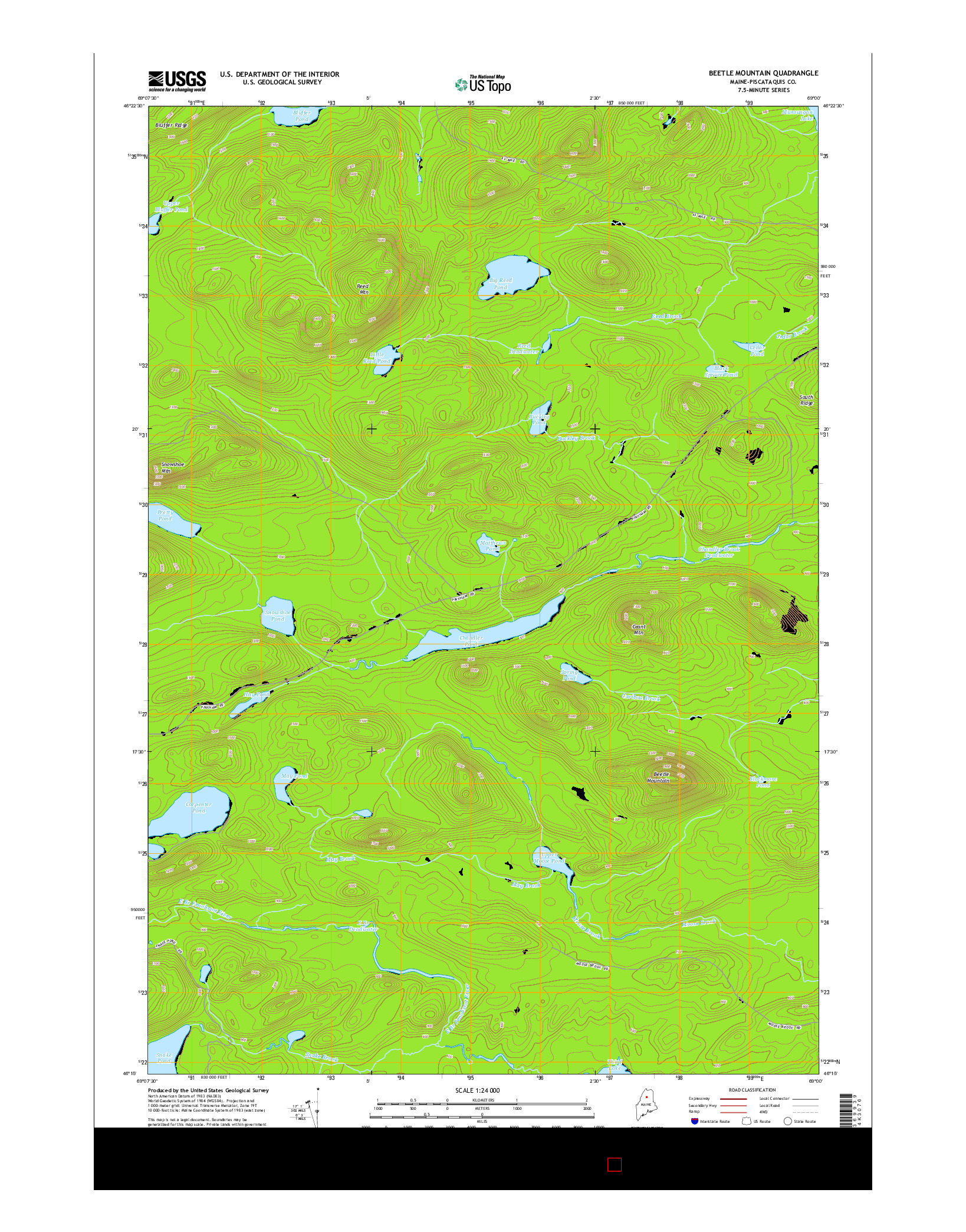 USGS US TOPO 7.5-MINUTE MAP FOR BEETLE MOUNTAIN, ME 2014