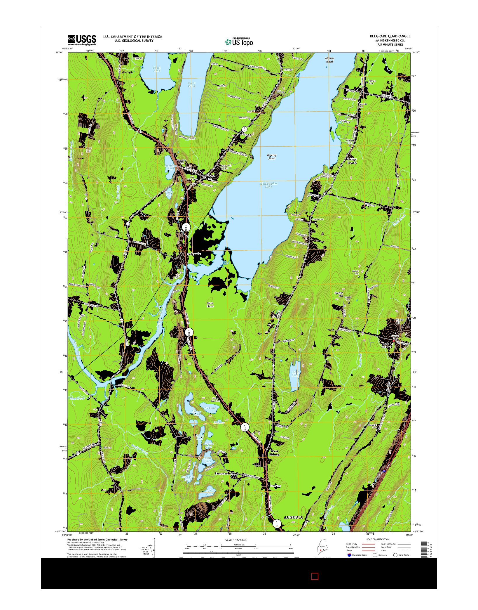USGS US TOPO 7.5-MINUTE MAP FOR BELGRADE, ME 2014