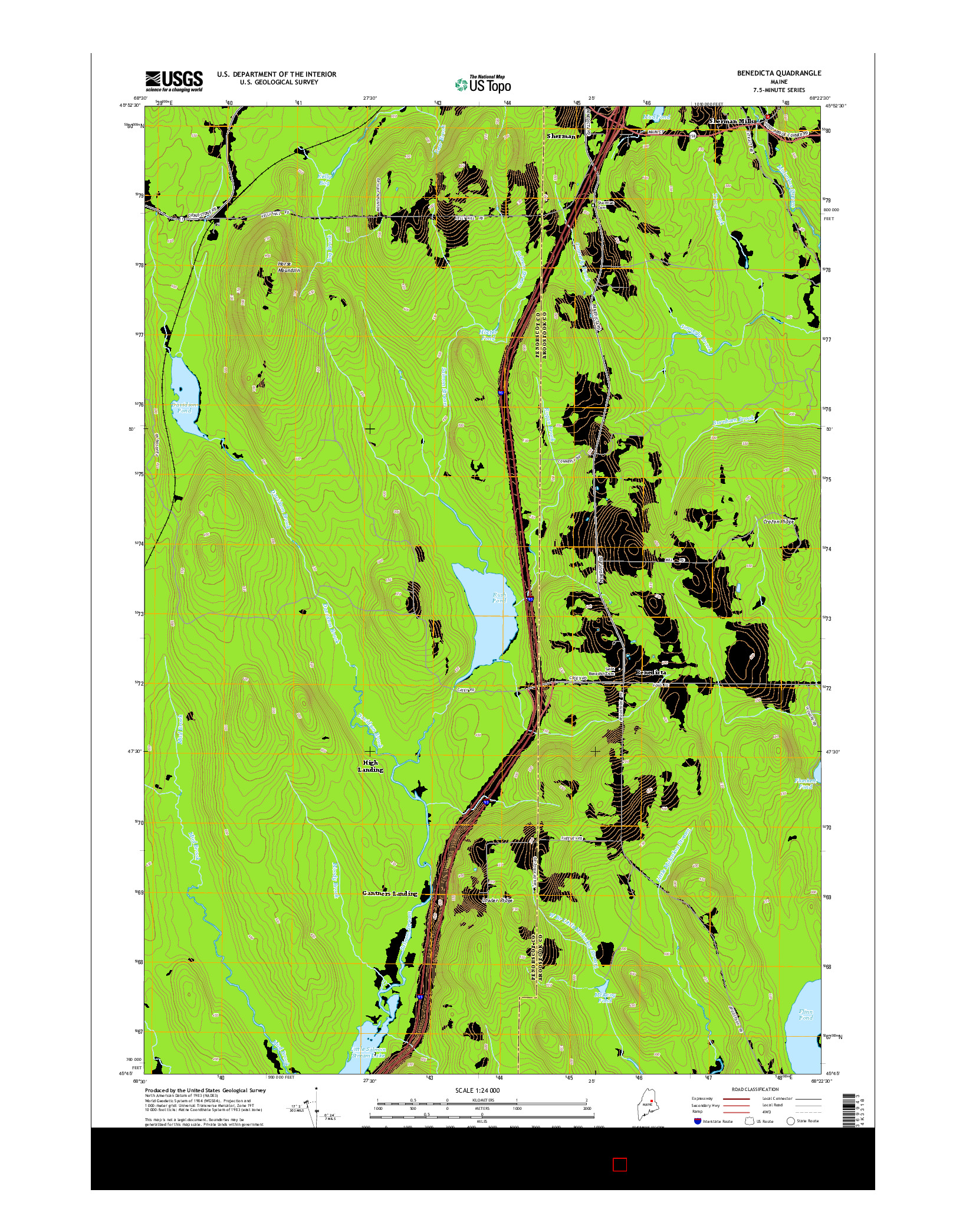 USGS US TOPO 7.5-MINUTE MAP FOR BENEDICTA, ME 2014