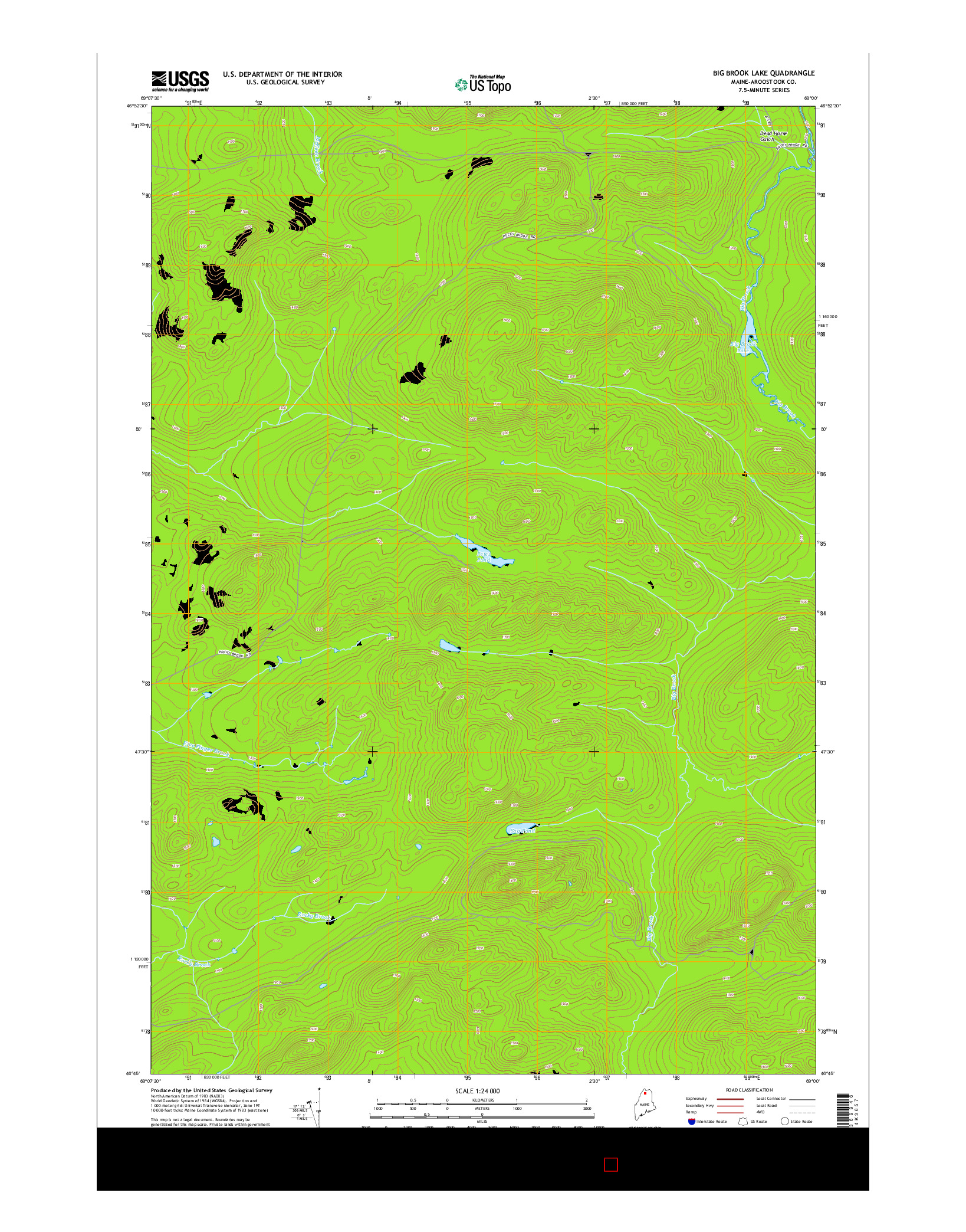 USGS US TOPO 7.5-MINUTE MAP FOR BIG BROOK LAKE, ME 2014