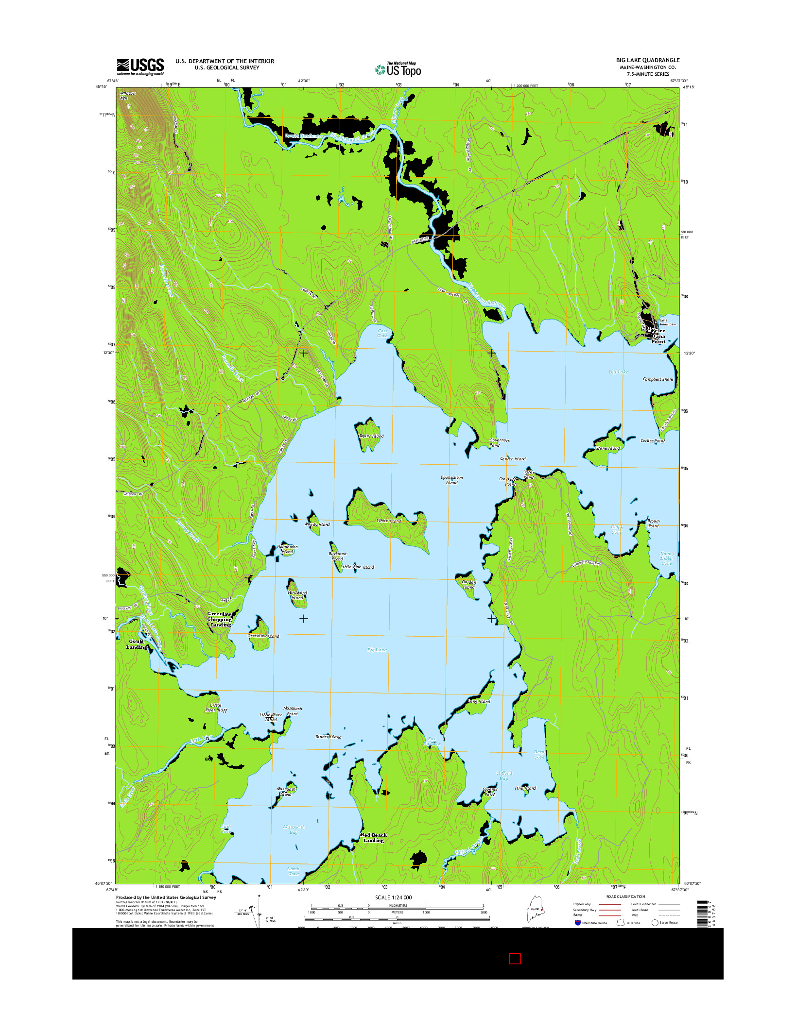 USGS US TOPO 7.5-MINUTE MAP FOR BIG LAKE, ME 2014