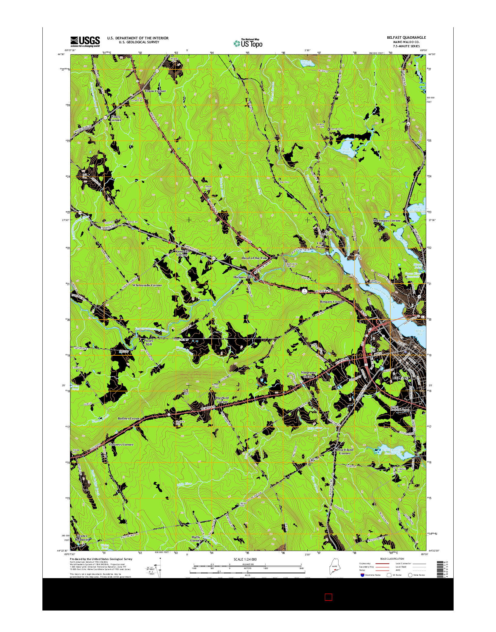 USGS US TOPO 7.5-MINUTE MAP FOR BELFAST, ME 2014