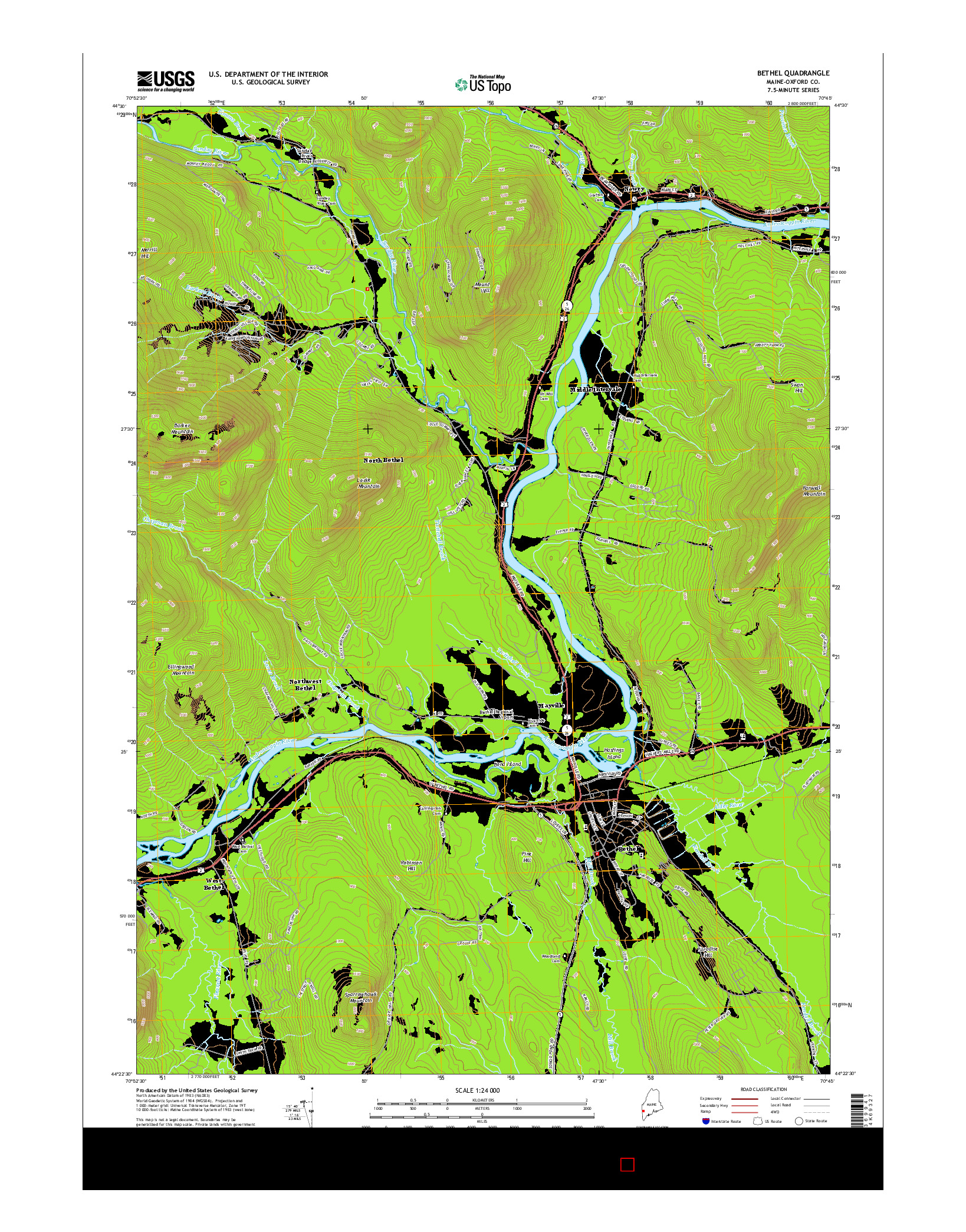 USGS US TOPO 7.5-MINUTE MAP FOR BETHEL, ME 2014