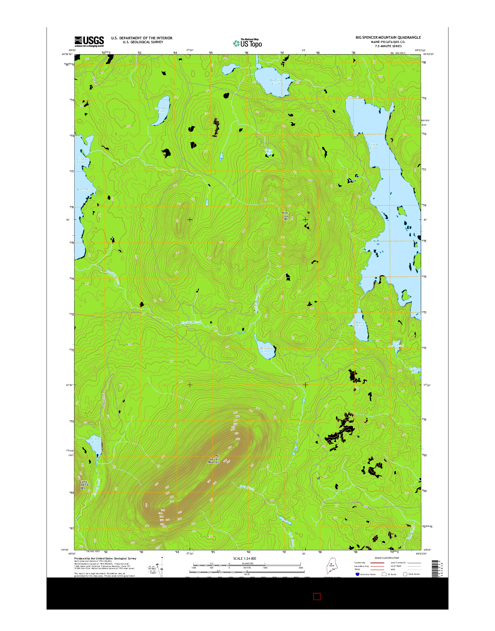 USGS US TOPO 7.5-MINUTE MAP FOR BIG SPENCER MOUNTAIN, ME 2014