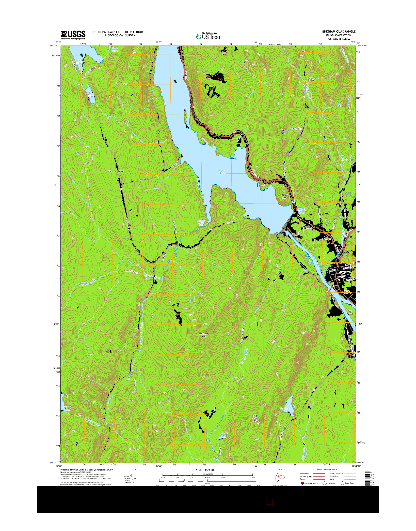 USGS US TOPO 7.5-MINUTE MAP FOR BINGHAM, ME 2014