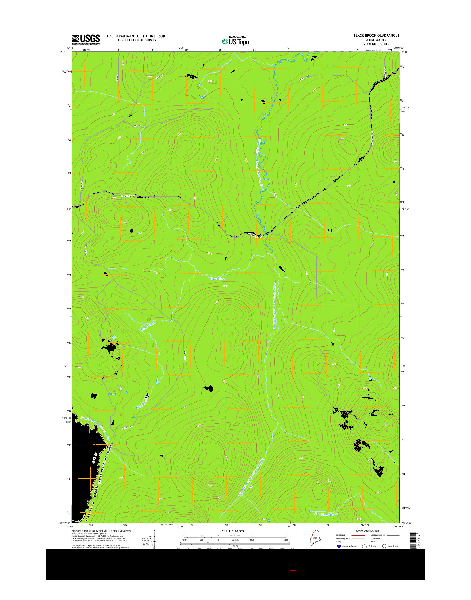 USGS US TOPO 7.5-MINUTE MAP FOR BLACK BROOK, ME-QC 2014