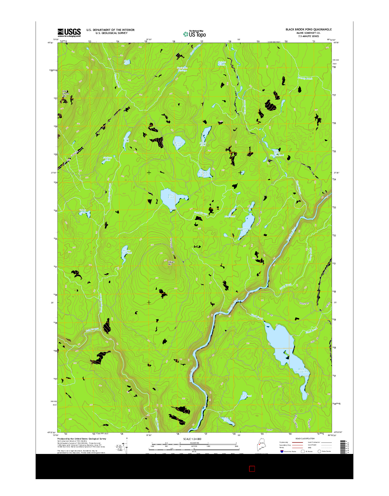 USGS US TOPO 7.5-MINUTE MAP FOR BLACK BROOK POND, ME 2014