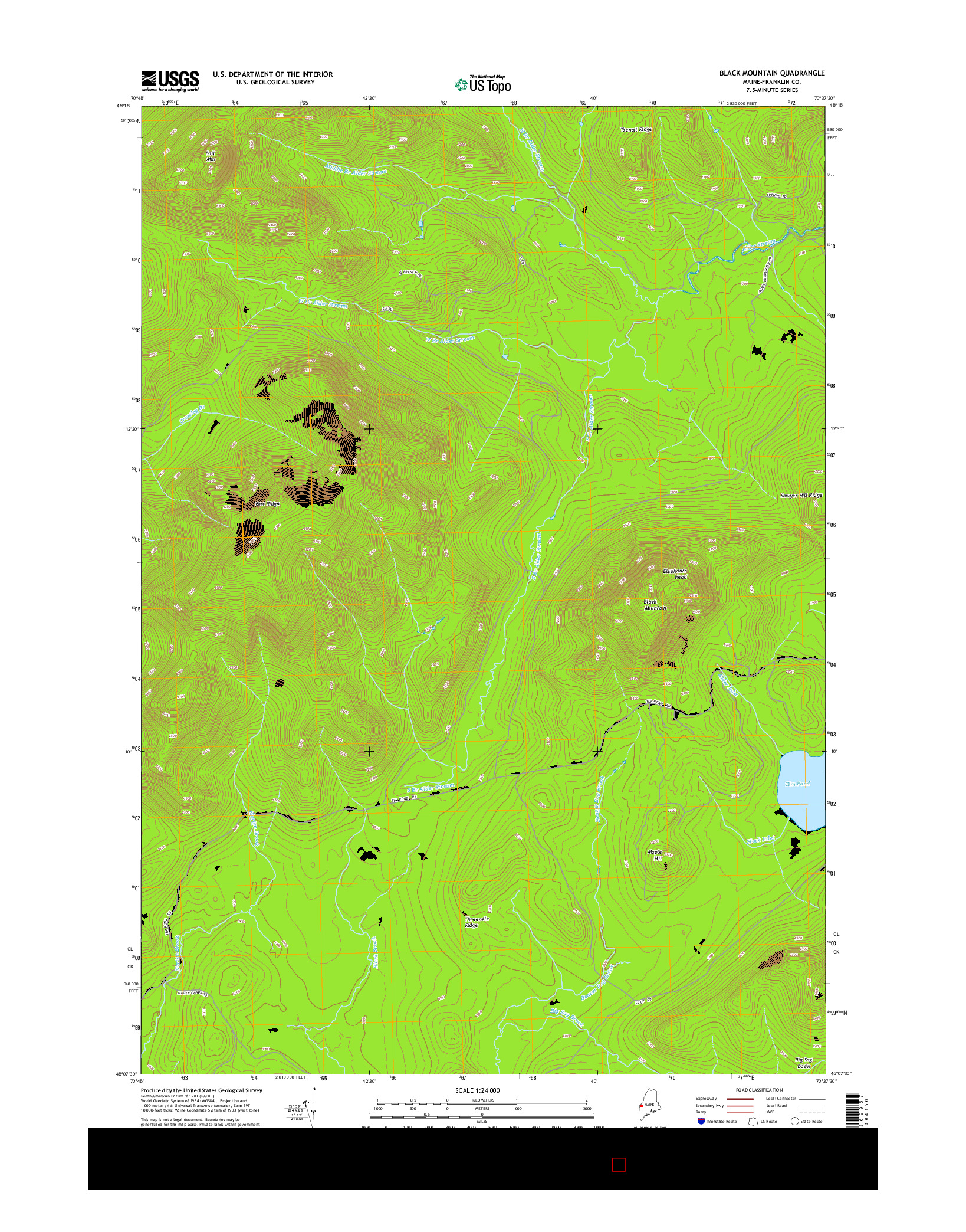 USGS US TOPO 7.5-MINUTE MAP FOR BLACK MOUNTAIN, ME 2014