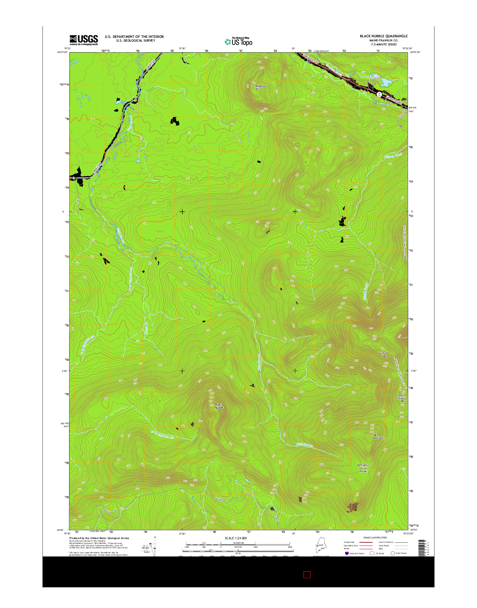 USGS US TOPO 7.5-MINUTE MAP FOR BLACK NUBBLE, ME 2014