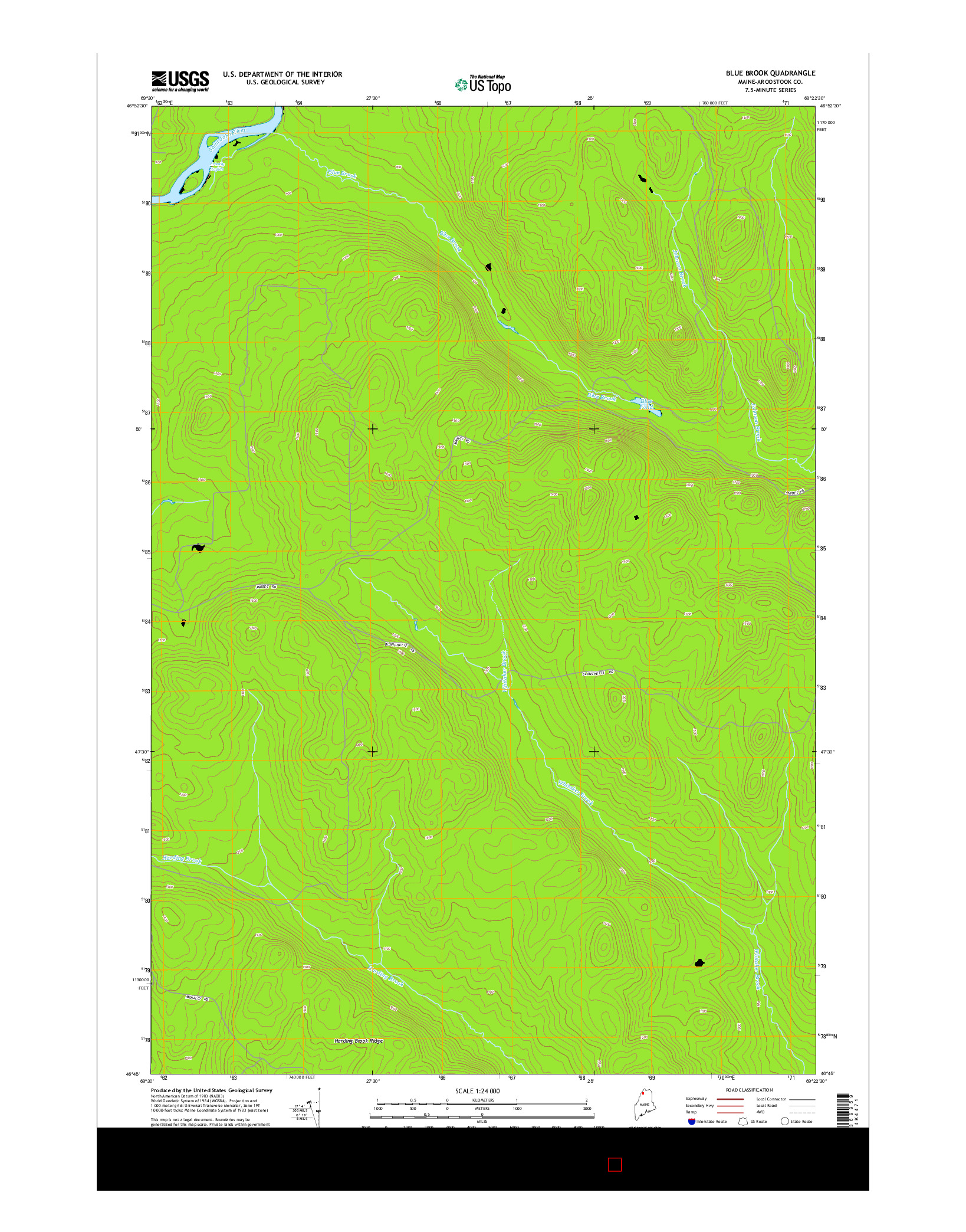 USGS US TOPO 7.5-MINUTE MAP FOR BLUE BROOK, ME 2014