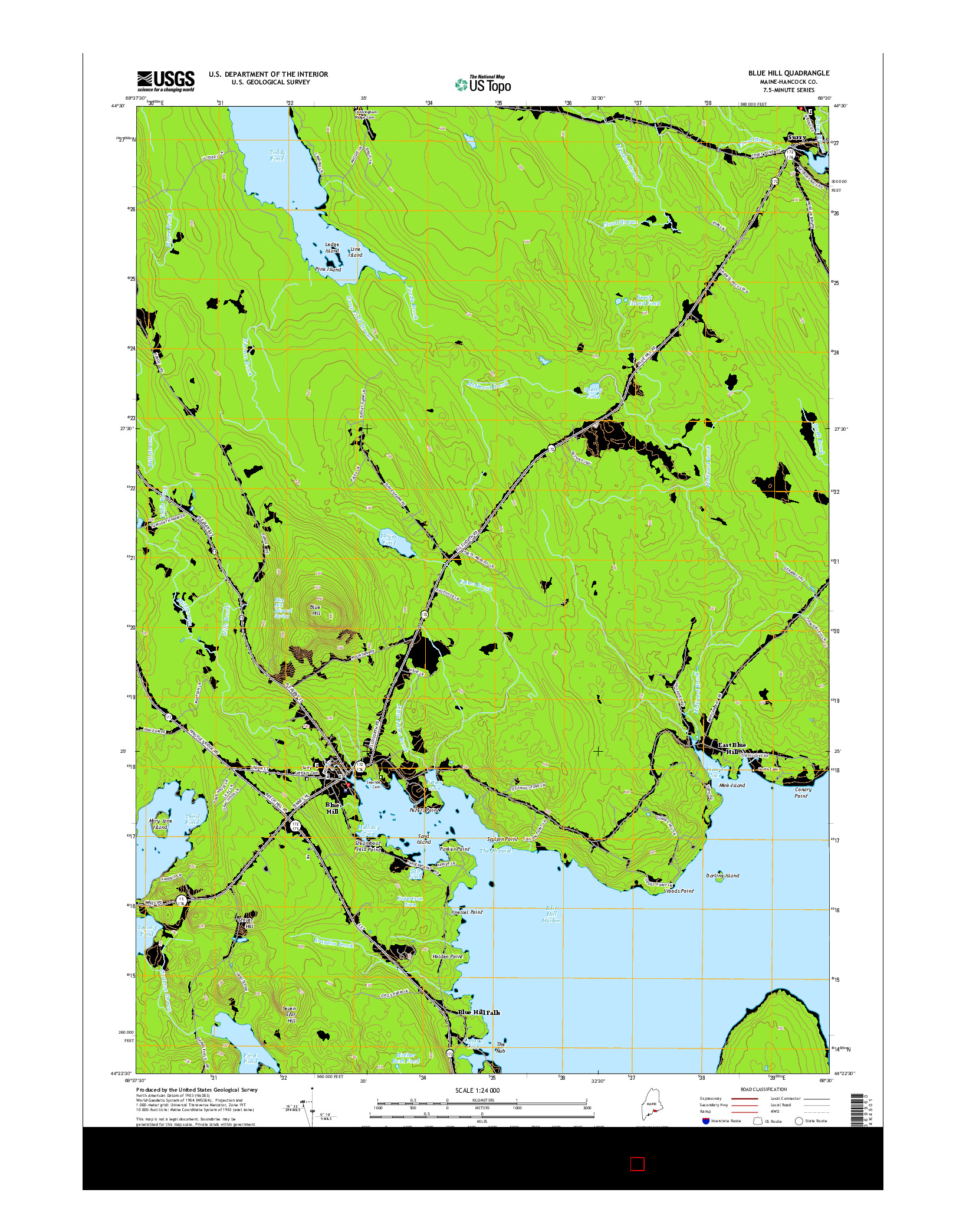 USGS US TOPO 7.5-MINUTE MAP FOR BLUE HILL, ME 2014