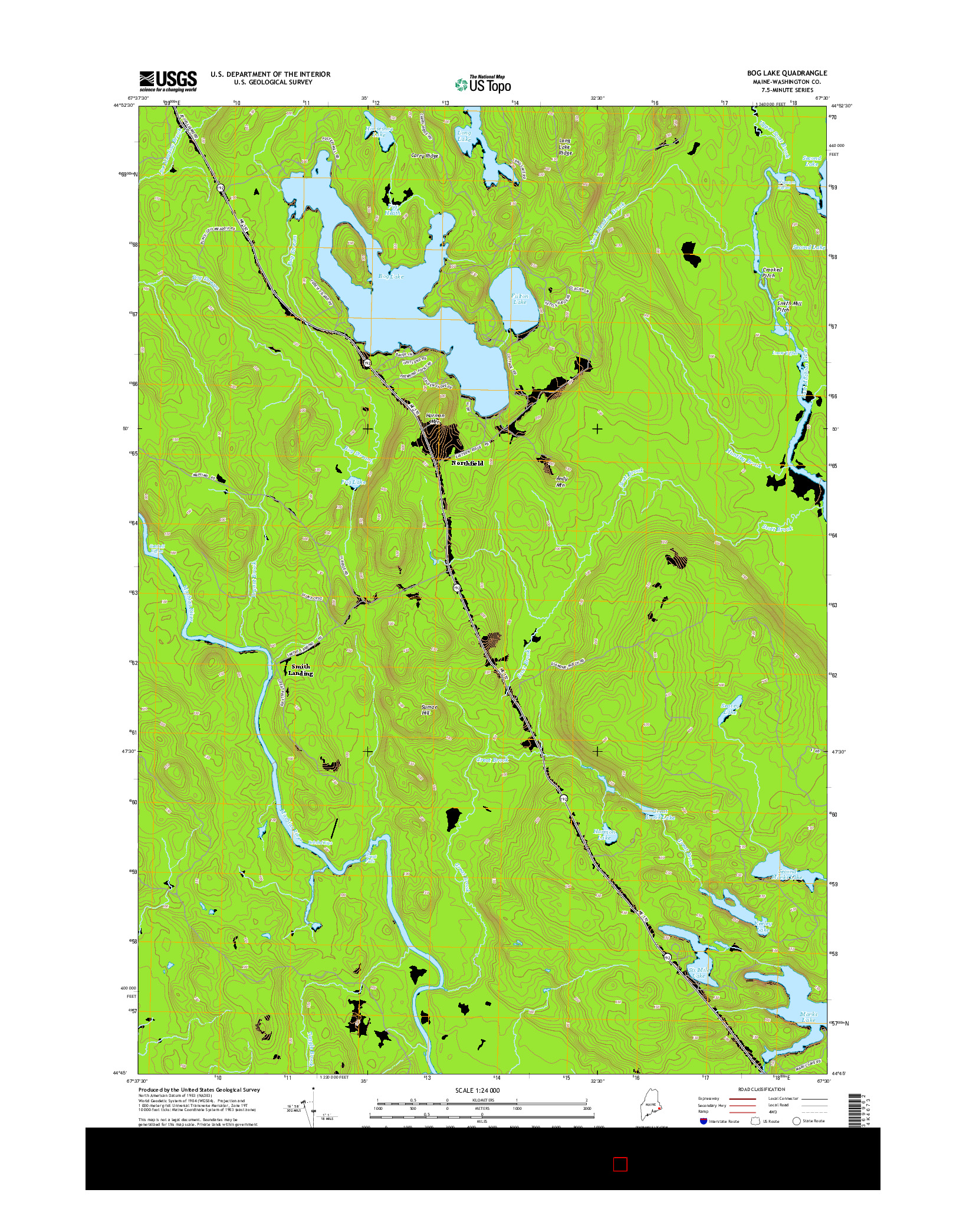 USGS US TOPO 7.5-MINUTE MAP FOR BOG LAKE, ME 2014