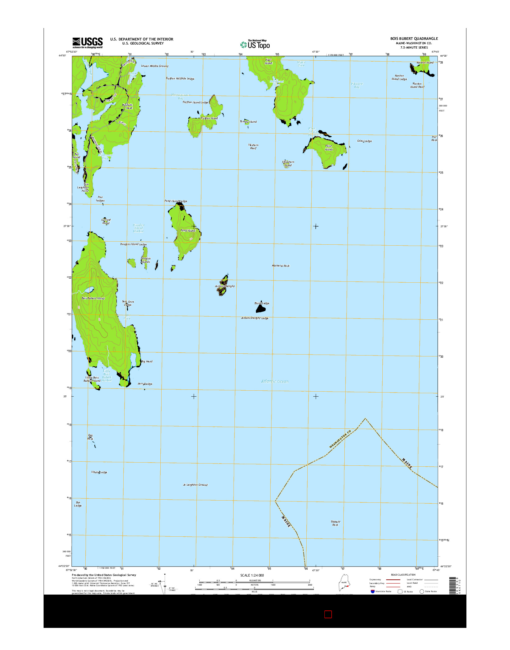 USGS US TOPO 7.5-MINUTE MAP FOR BOIS BUBERT, ME 2014