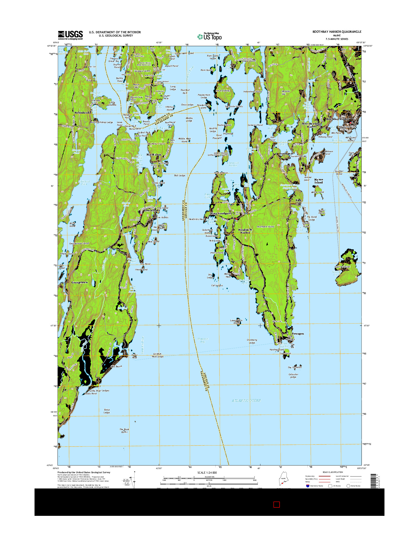 USGS US TOPO 7.5-MINUTE MAP FOR BOOTHBAY HARBOR, ME 2014