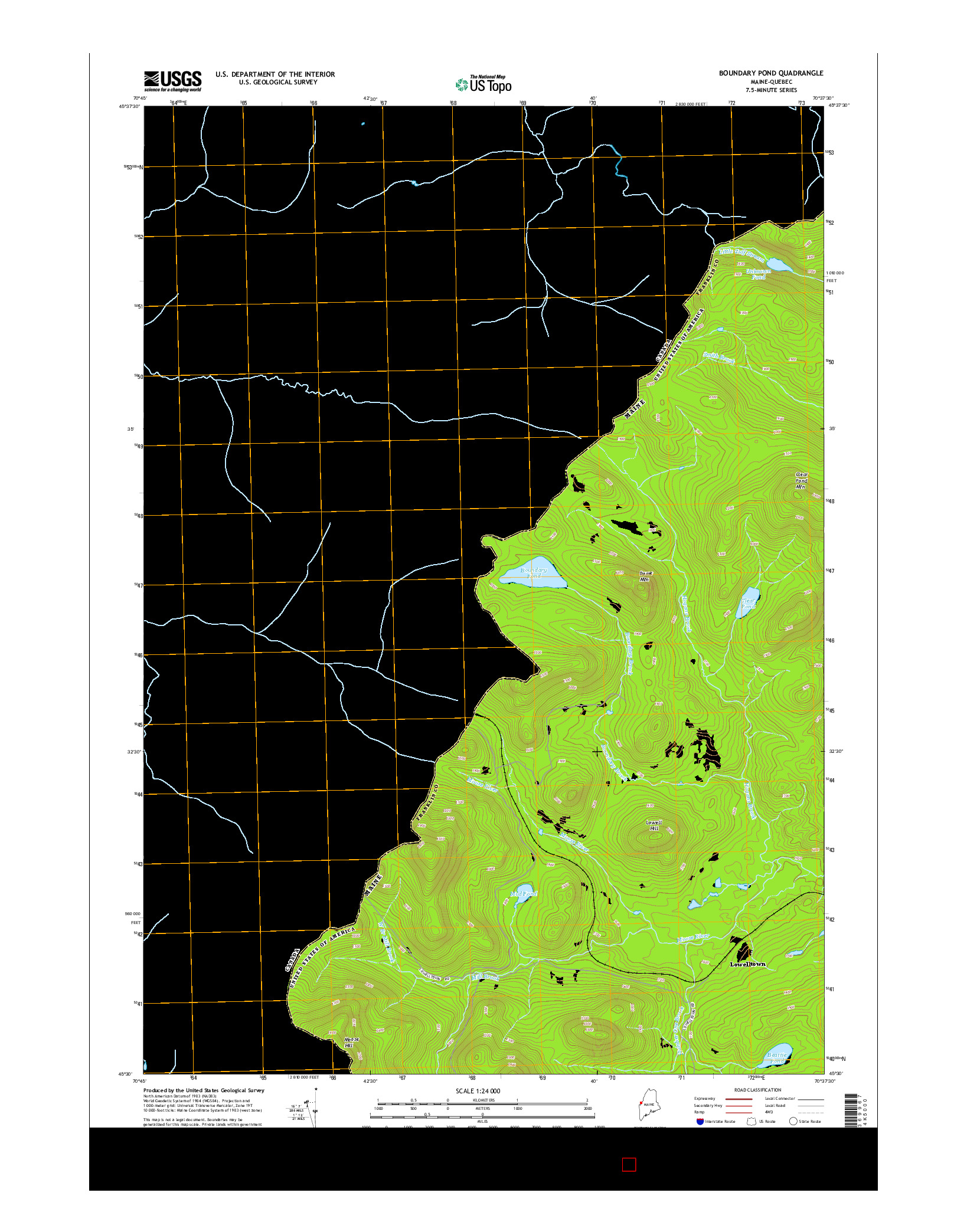 USGS US TOPO 7.5-MINUTE MAP FOR BOUNDARY POND, ME-QC 2014