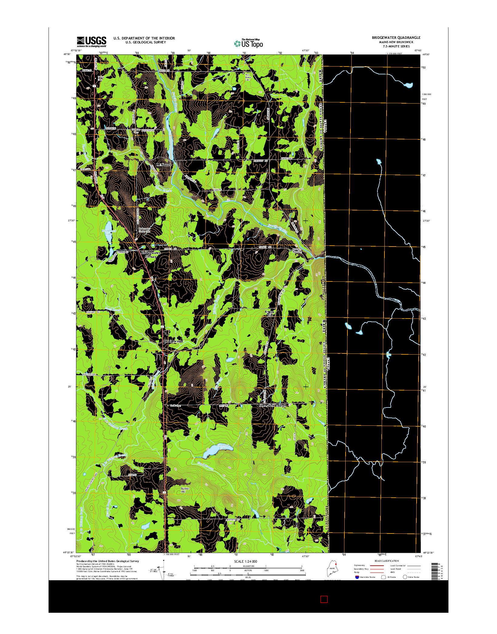 USGS US TOPO 7.5-MINUTE MAP FOR BRIDGEWATER, ME-NB 2014