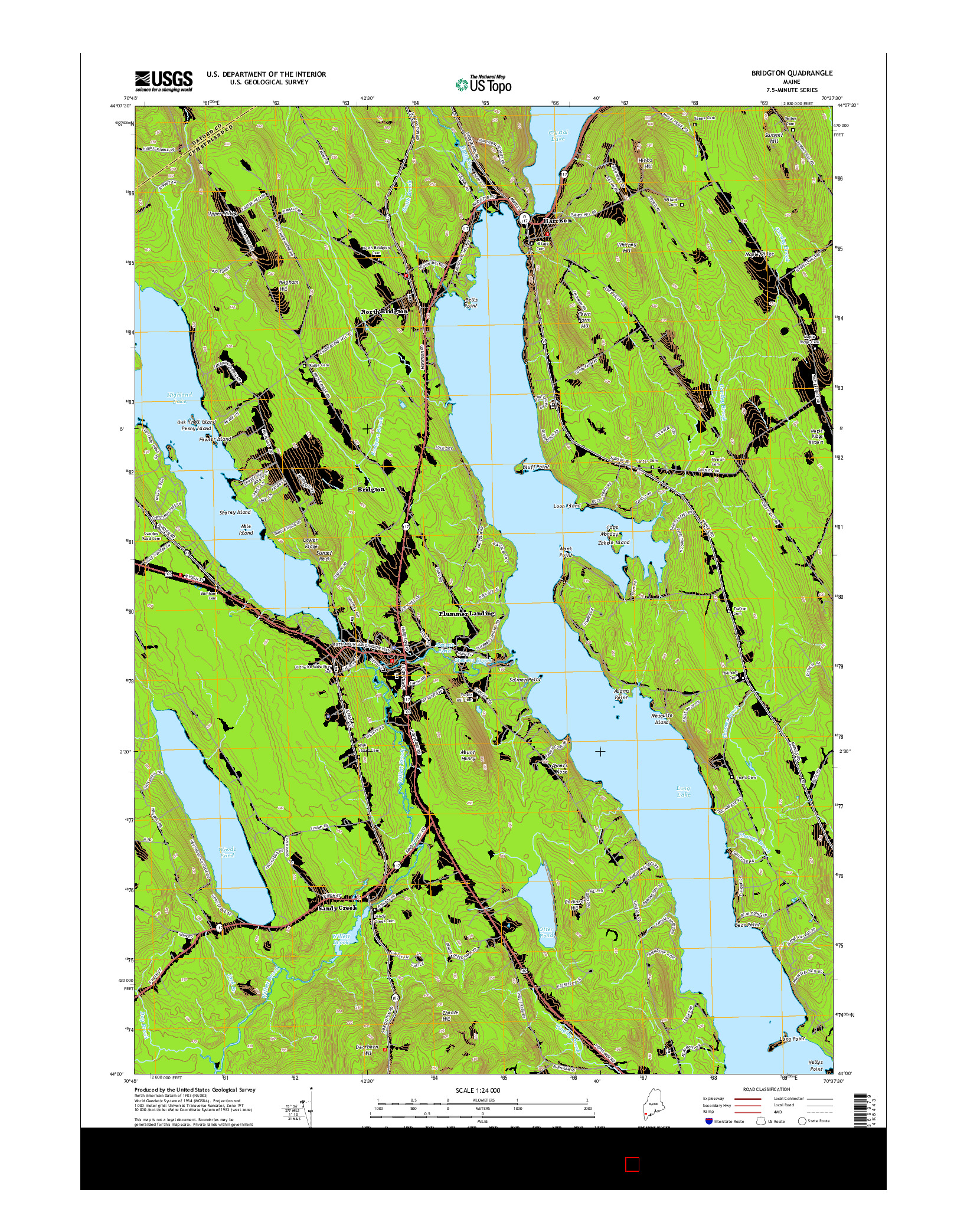 USGS US TOPO 7.5-MINUTE MAP FOR BRIDGTON, ME 2014