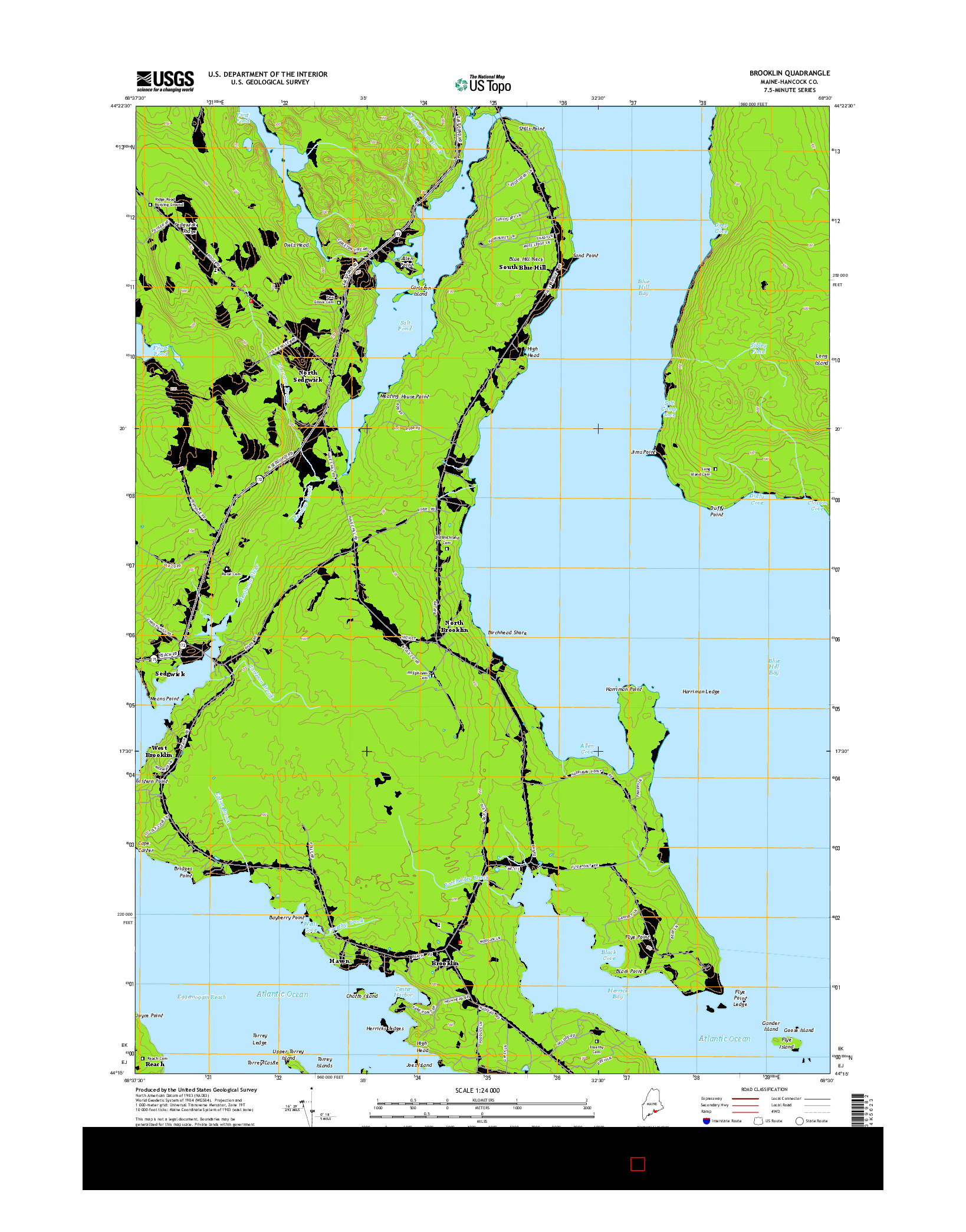 USGS US TOPO 7.5-MINUTE MAP FOR BROOKLIN, ME 2014