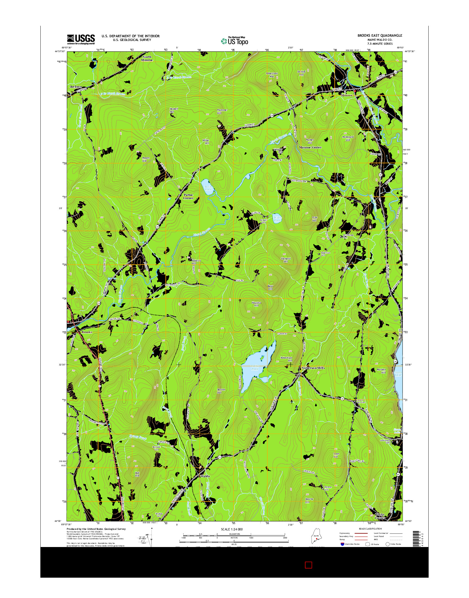 USGS US TOPO 7.5-MINUTE MAP FOR BROOKS EAST, ME 2014