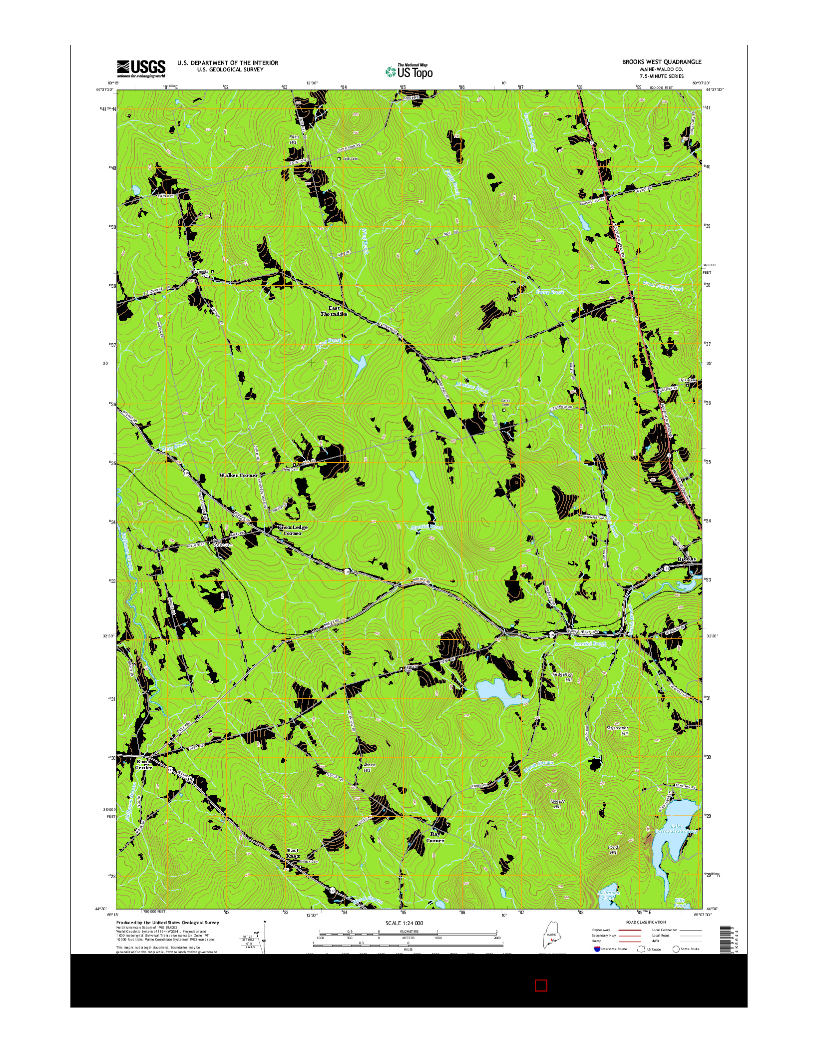 USGS US TOPO 7.5-MINUTE MAP FOR BROOKS WEST, ME 2014