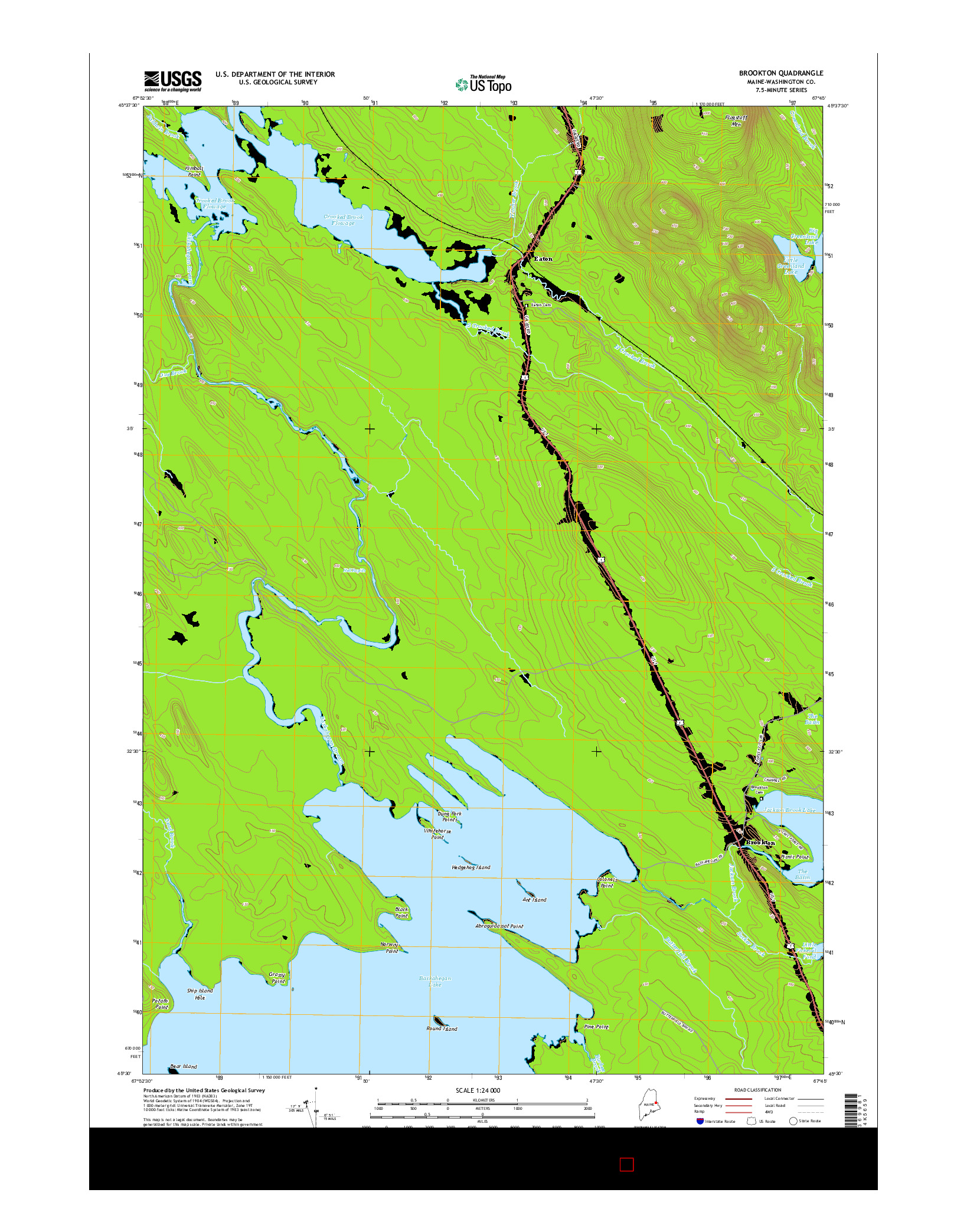 USGS US TOPO 7.5-MINUTE MAP FOR BROOKTON, ME 2014