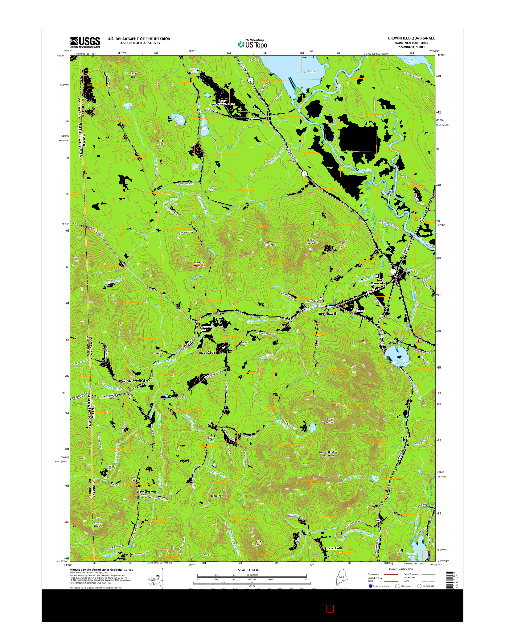 USGS US TOPO 7.5-MINUTE MAP FOR BROWNFIELD, ME-NH 2014