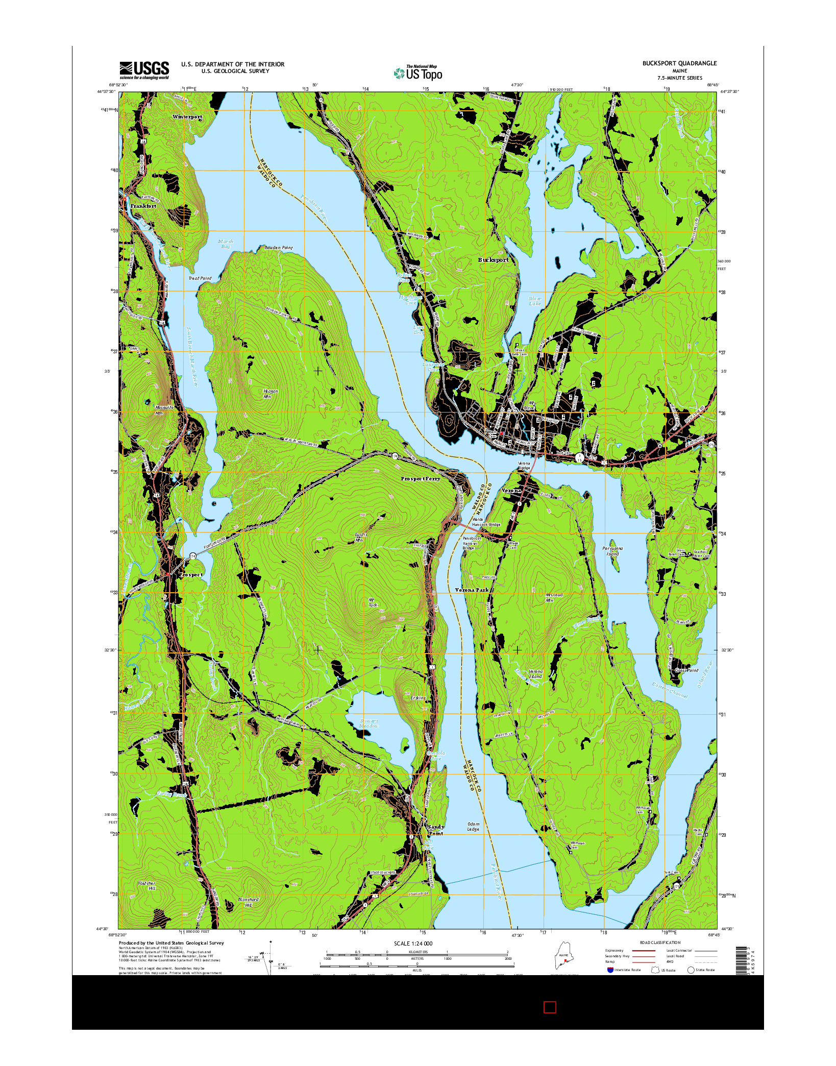 USGS US TOPO 7.5-MINUTE MAP FOR BUCKSPORT, ME 2014