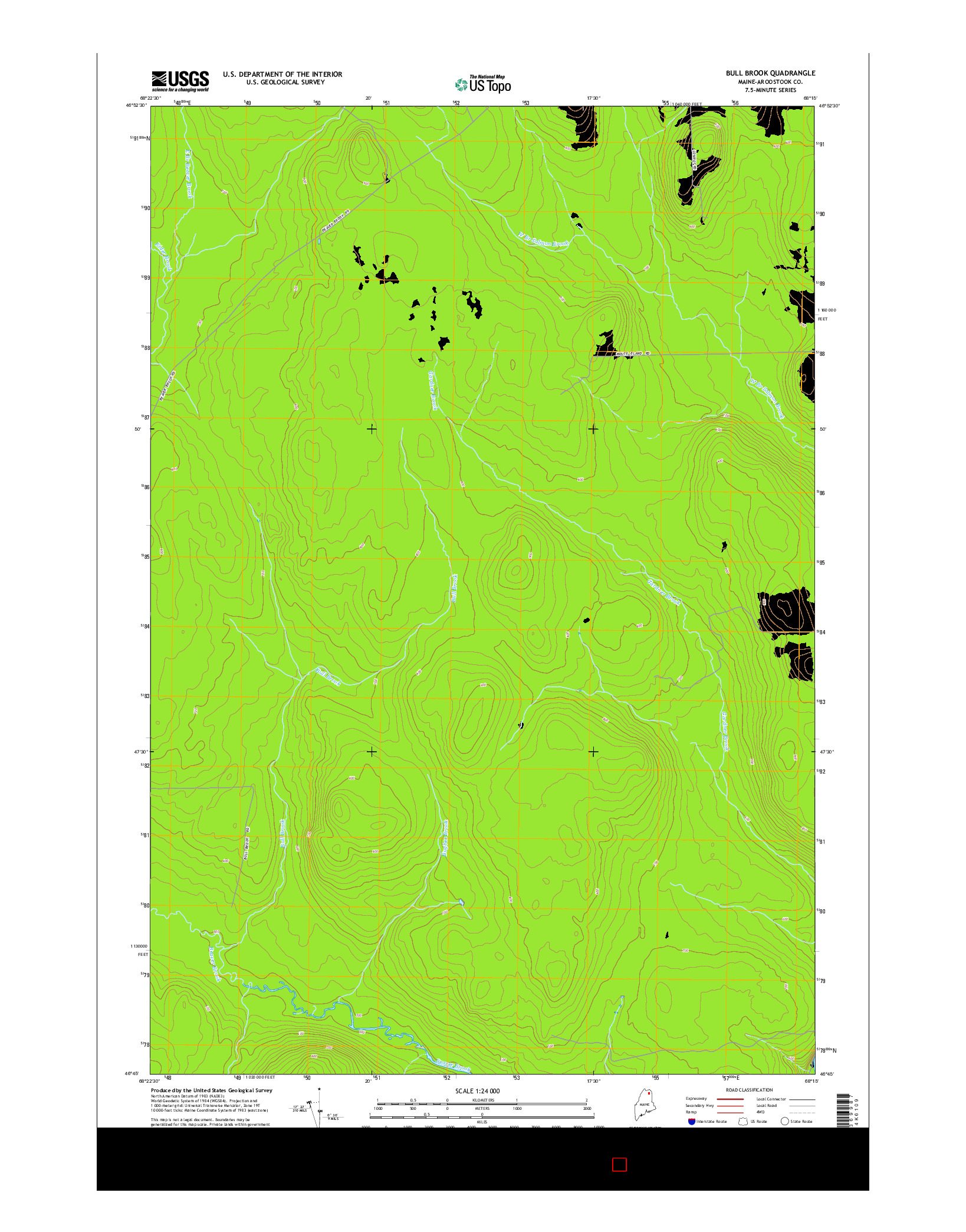 USGS US TOPO 7.5-MINUTE MAP FOR BULL BROOK, ME 2014