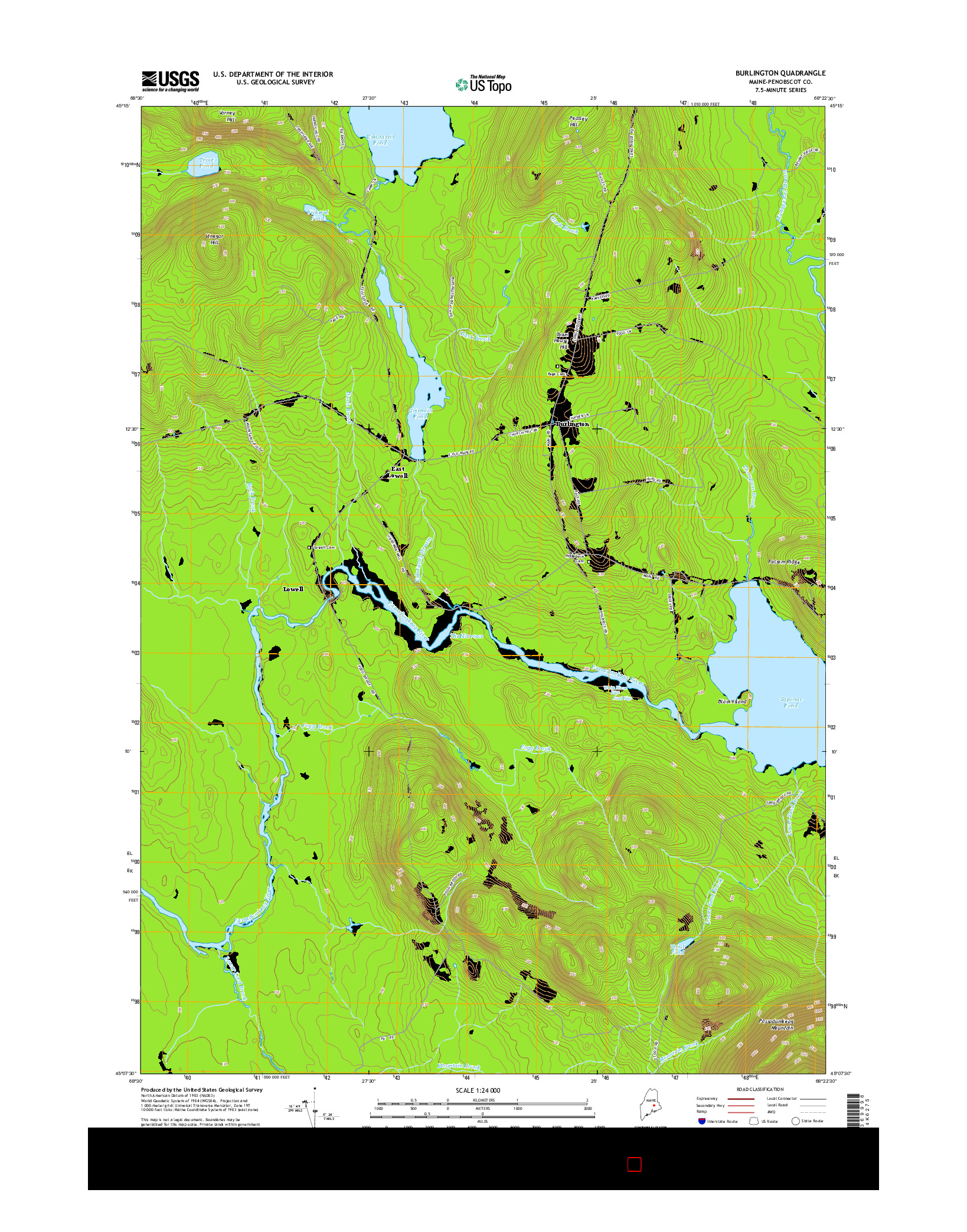 USGS US TOPO 7.5-MINUTE MAP FOR BURLINGTON, ME 2014