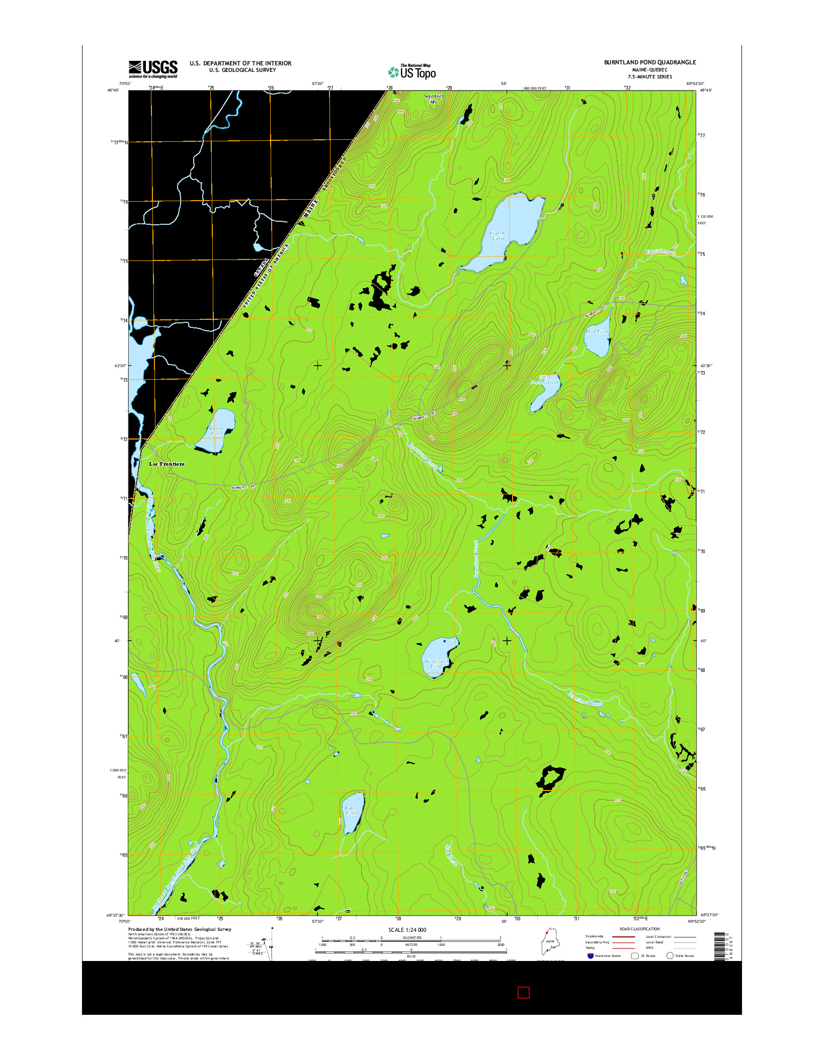 USGS US TOPO 7.5-MINUTE MAP FOR BURNTLAND POND, ME-QC 2014