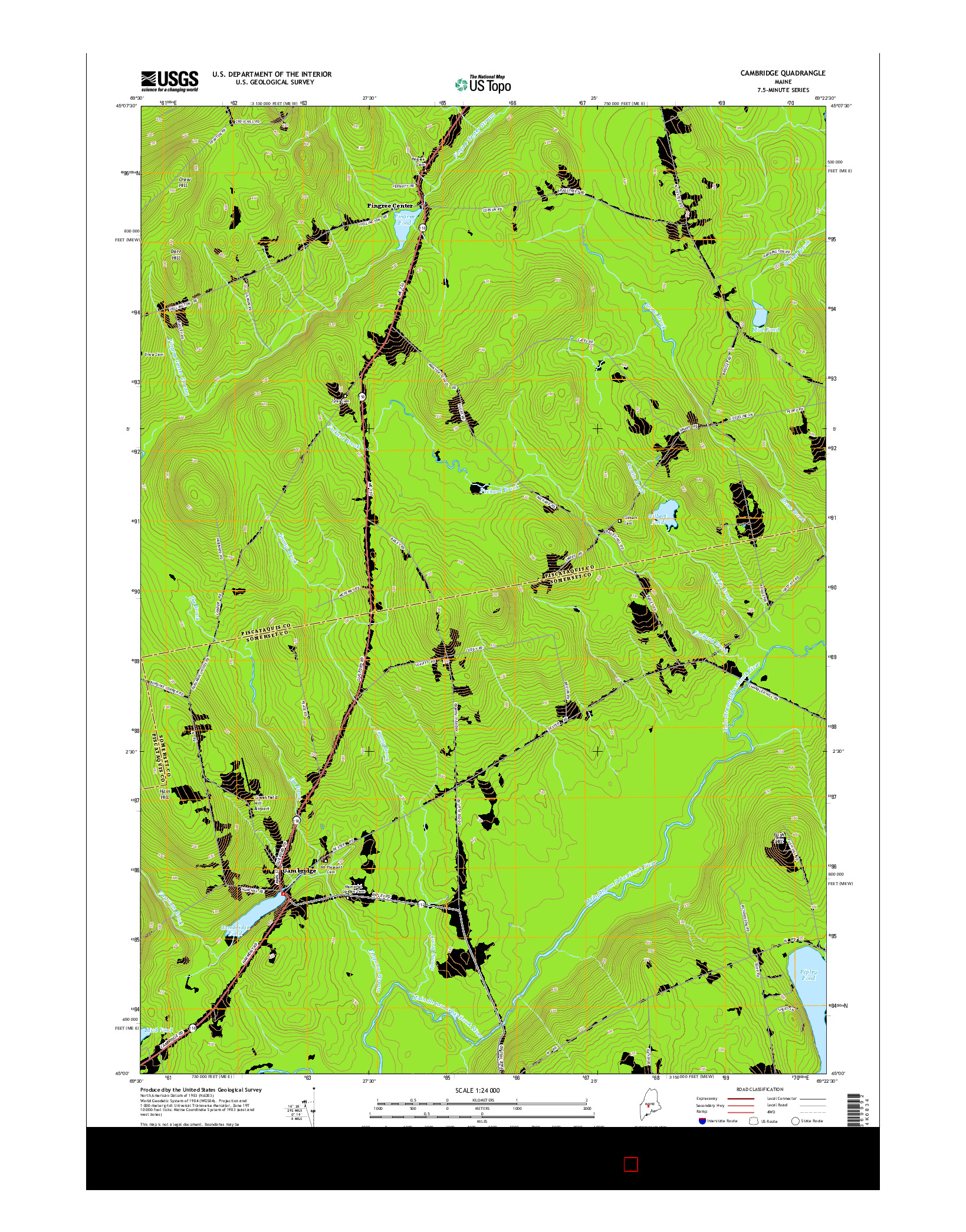 USGS US TOPO 7.5-MINUTE MAP FOR CAMBRIDGE, ME 2014
