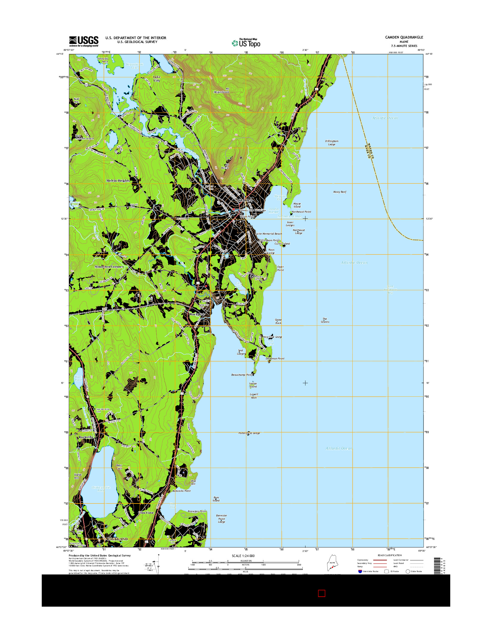 USGS US TOPO 7.5-MINUTE MAP FOR CAMDEN, ME 2014
