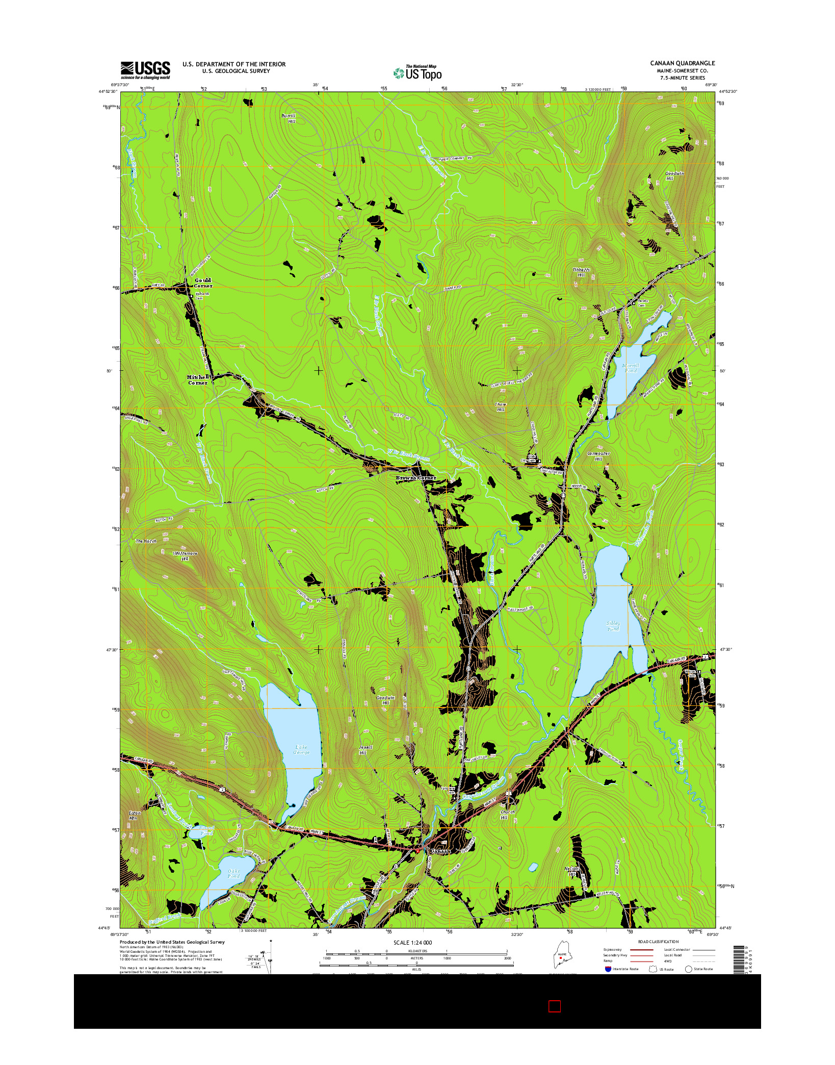 USGS US TOPO 7.5-MINUTE MAP FOR CANAAN, ME 2014