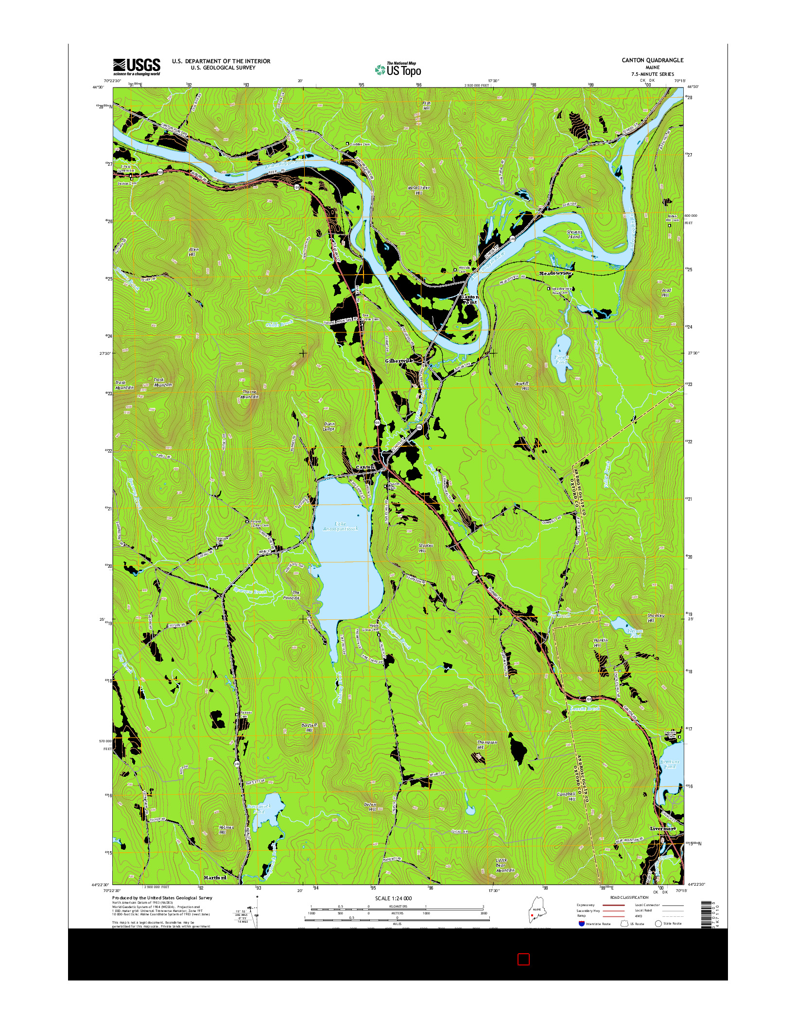 USGS US TOPO 7.5-MINUTE MAP FOR CANTON, ME 2014
