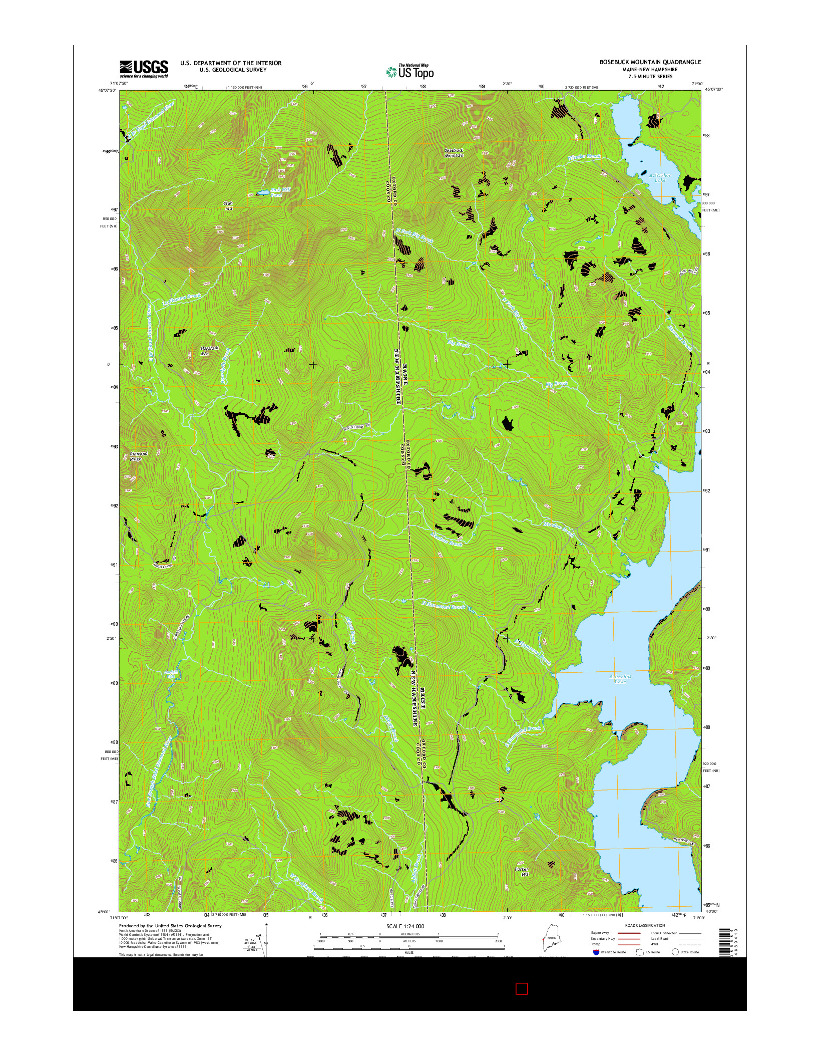 USGS US TOPO 7.5-MINUTE MAP FOR BOSEBUCK MOUNTAIN, ME-NH 2014