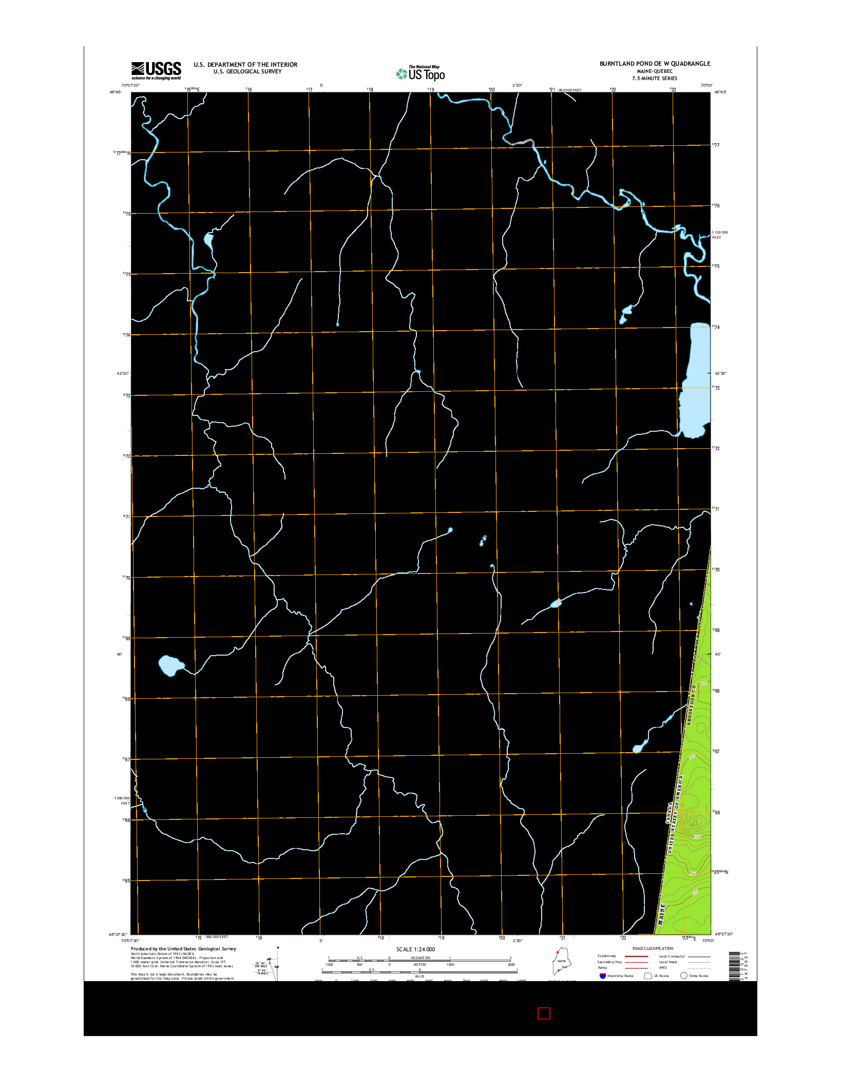 USGS US TOPO 7.5-MINUTE MAP FOR BURNTLAND POND OE W, ME-QC 2014