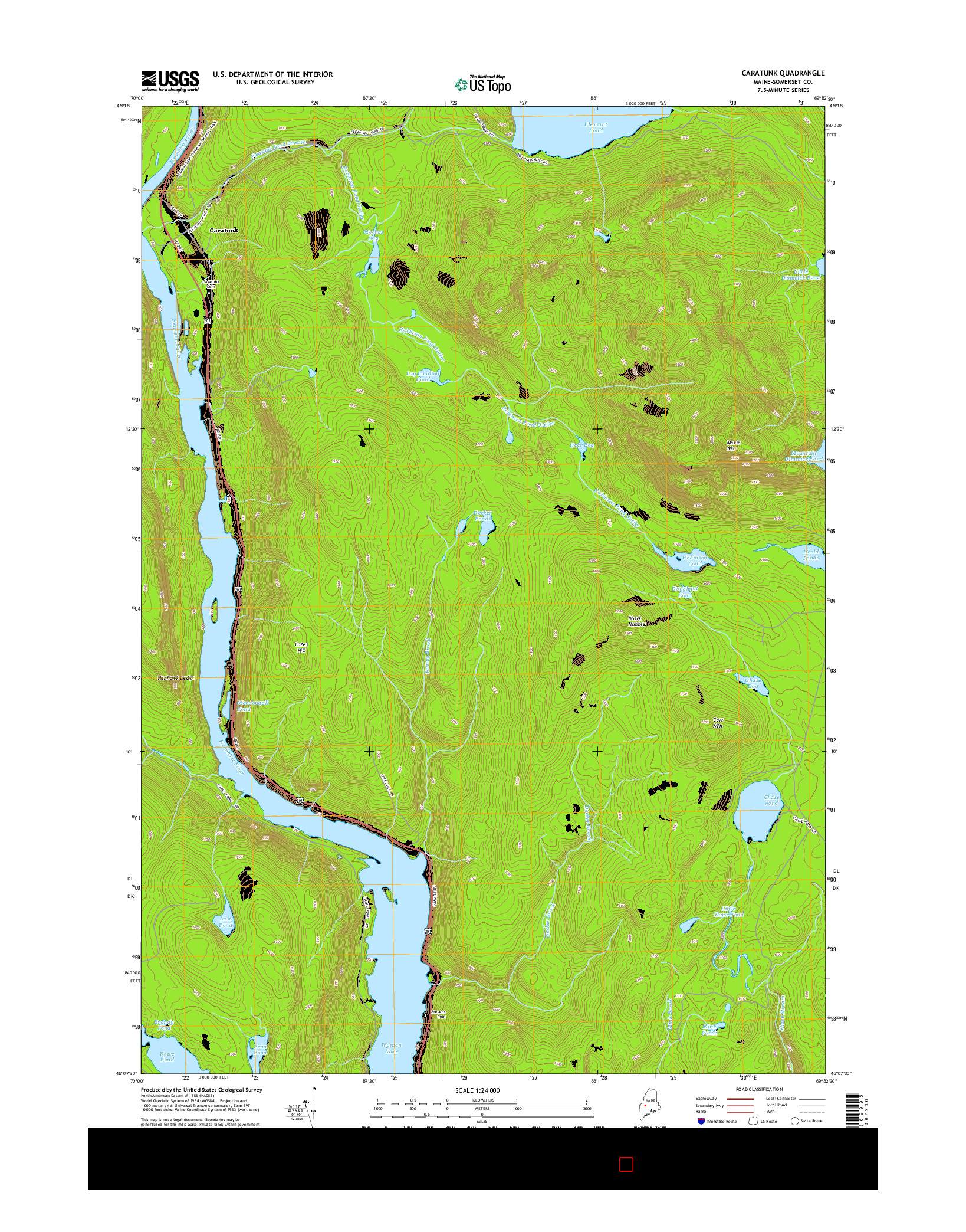 USGS US TOPO 7.5-MINUTE MAP FOR CARATUNK, ME 2014