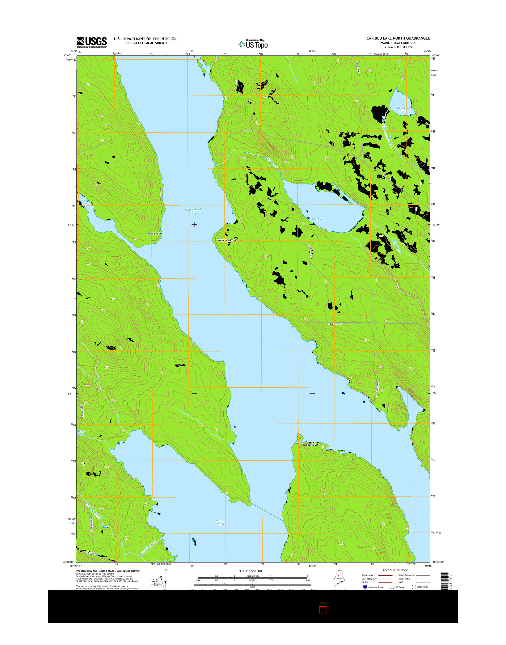 USGS US TOPO 7.5-MINUTE MAP FOR CARIBOU LAKE NORTH, ME 2014