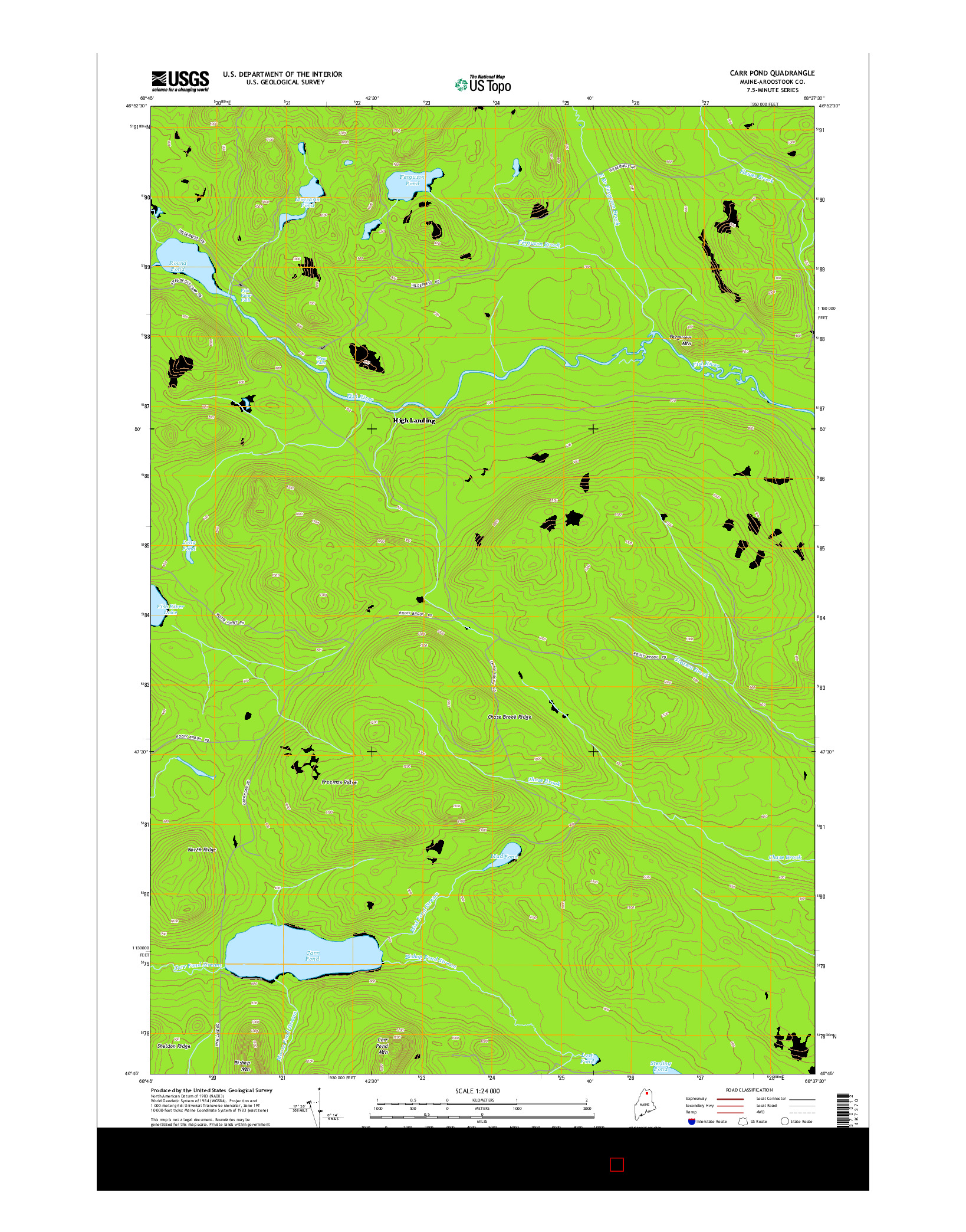 USGS US TOPO 7.5-MINUTE MAP FOR CARR POND, ME 2014