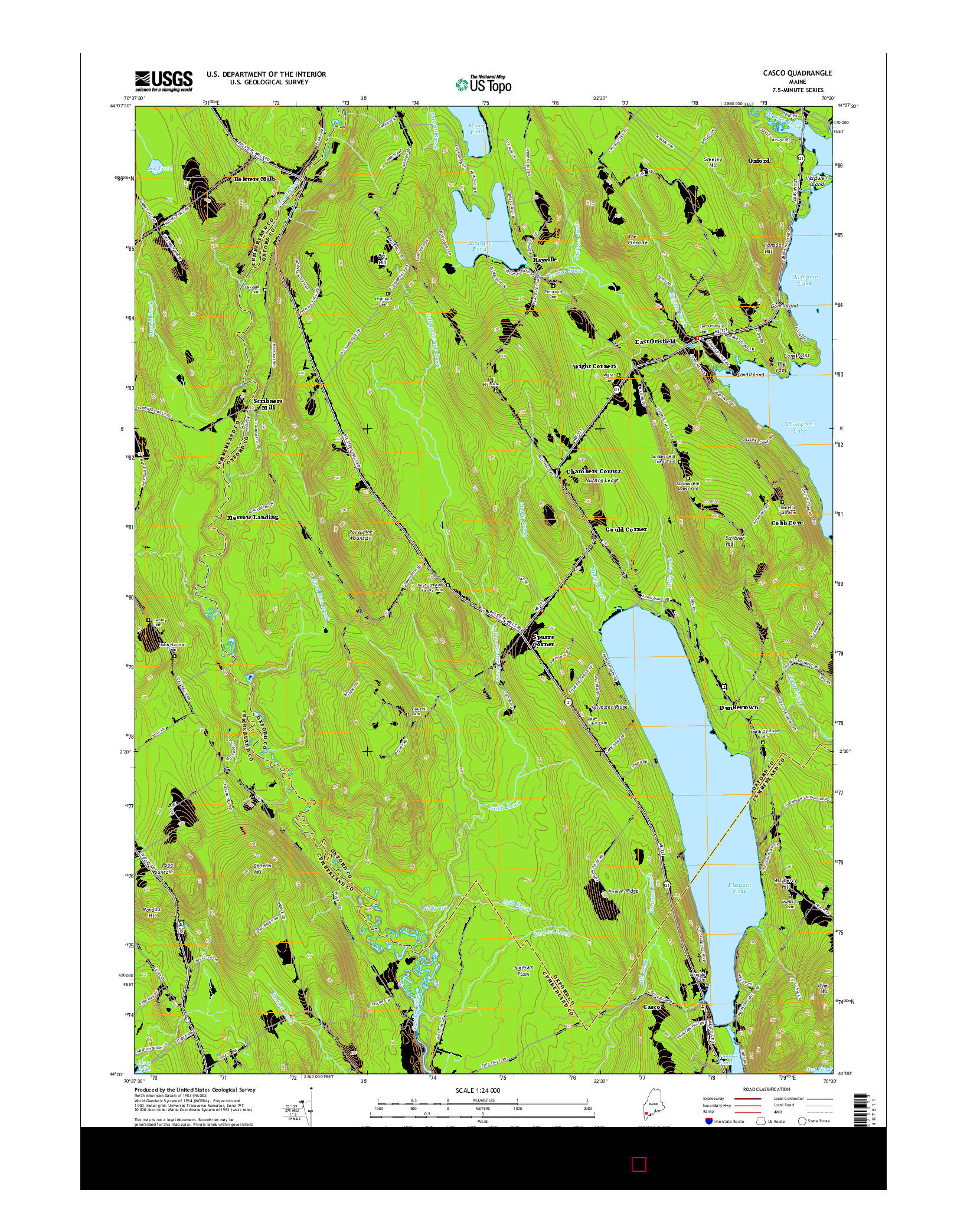 USGS US TOPO 7.5-MINUTE MAP FOR CASCO, ME 2014