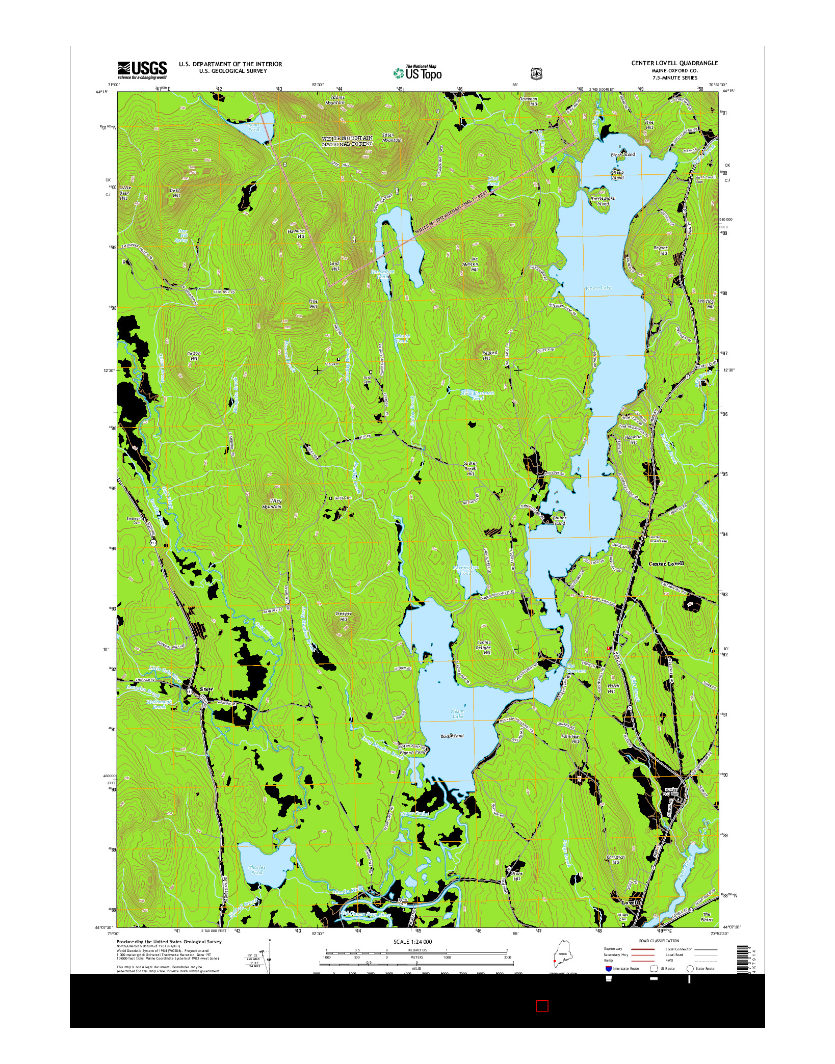 USGS US TOPO 7.5-MINUTE MAP FOR CENTER LOVELL, ME 2014