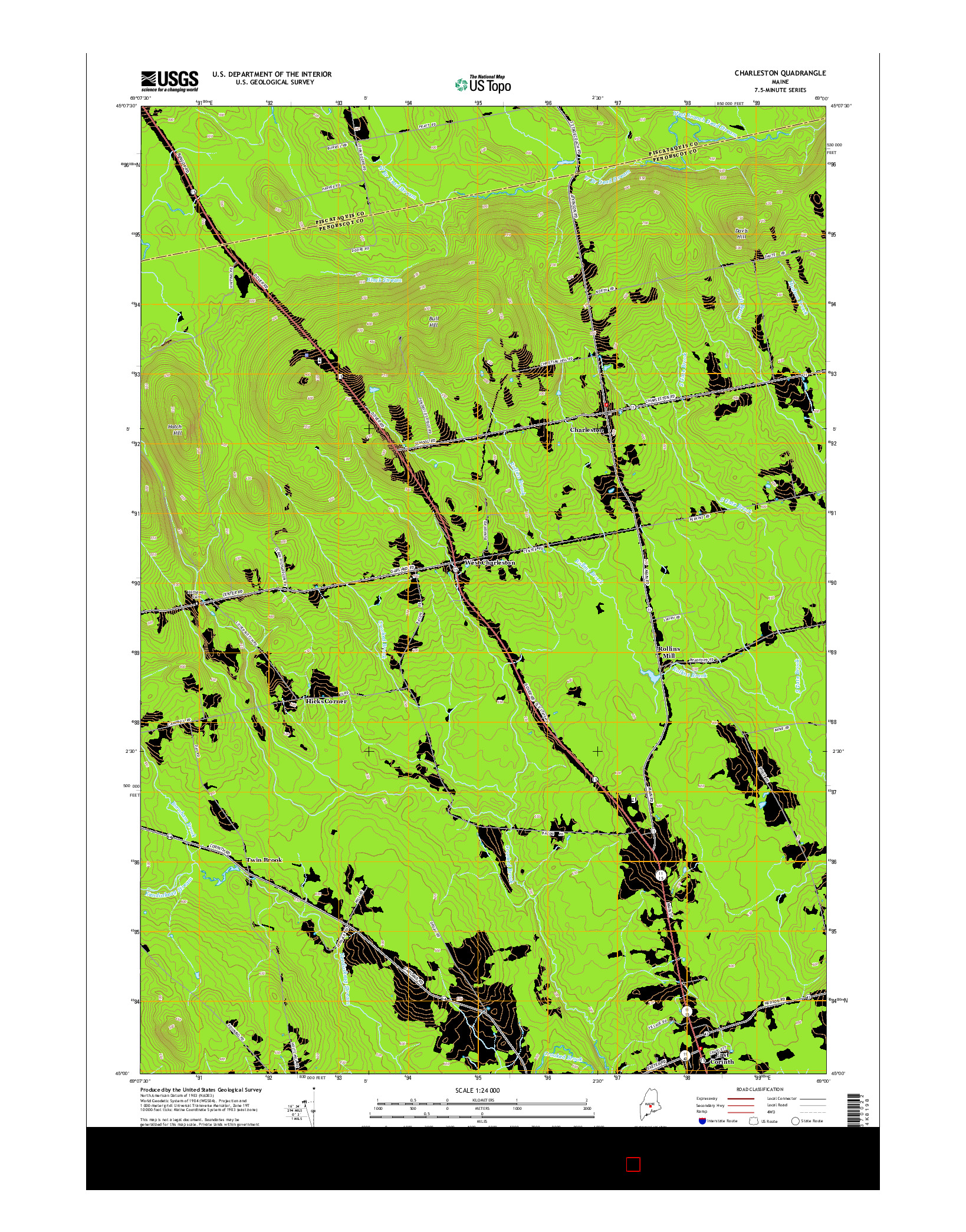 USGS US TOPO 7.5-MINUTE MAP FOR CHARLESTON, ME 2014