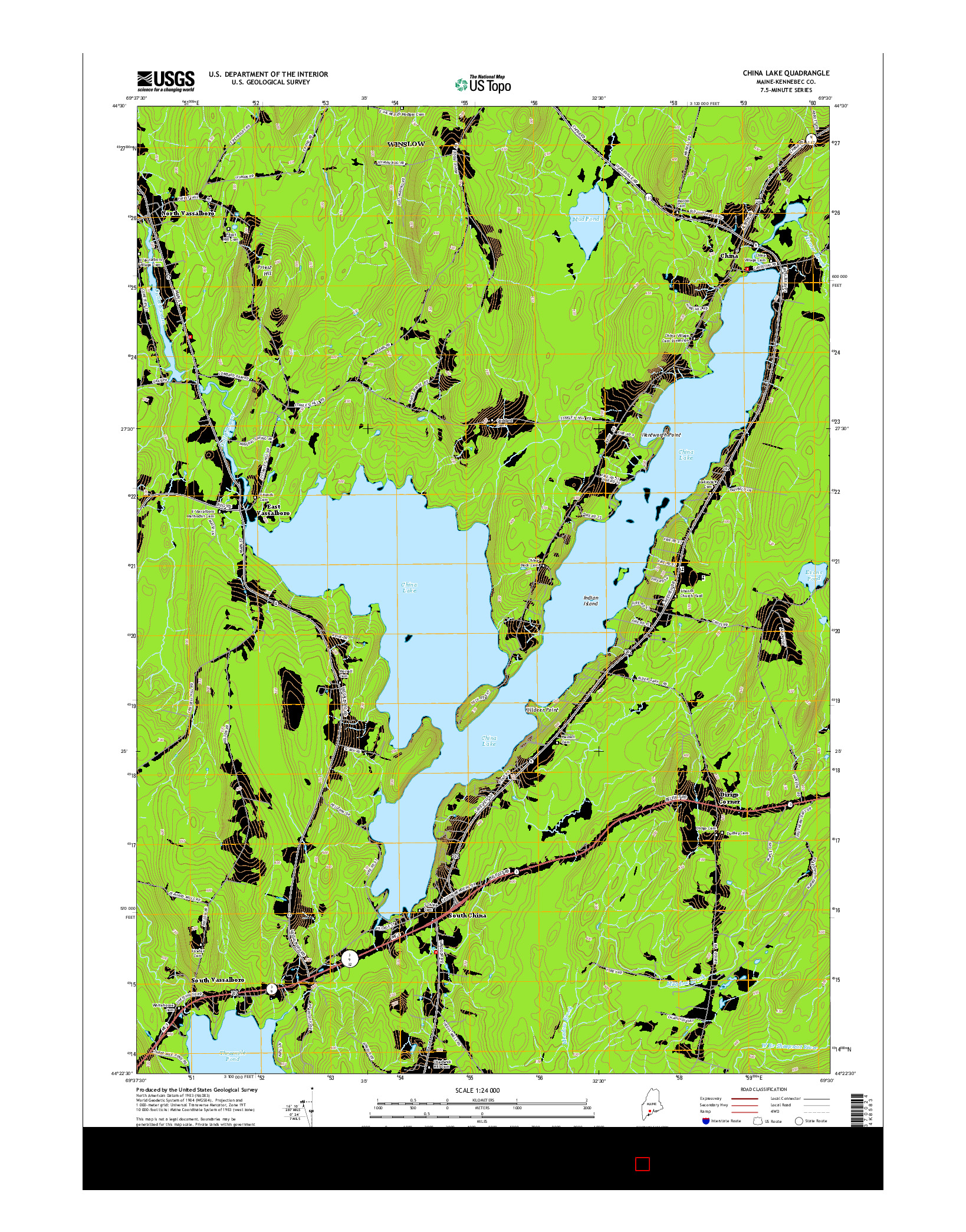 USGS US TOPO 7.5-MINUTE MAP FOR CHINA LAKE, ME 2014