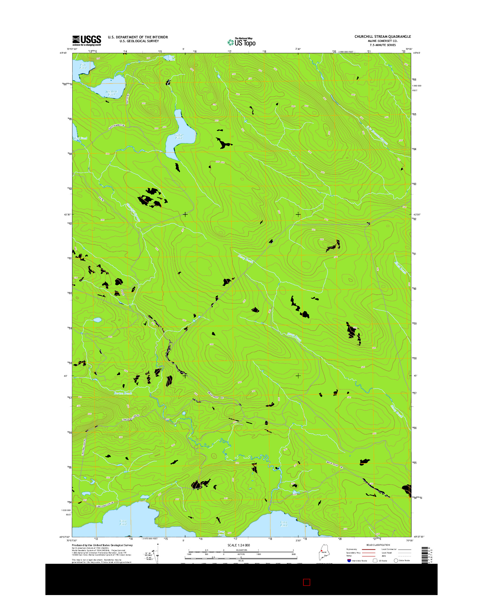 USGS US TOPO 7.5-MINUTE MAP FOR CHURCHILL STREAM, ME 2014