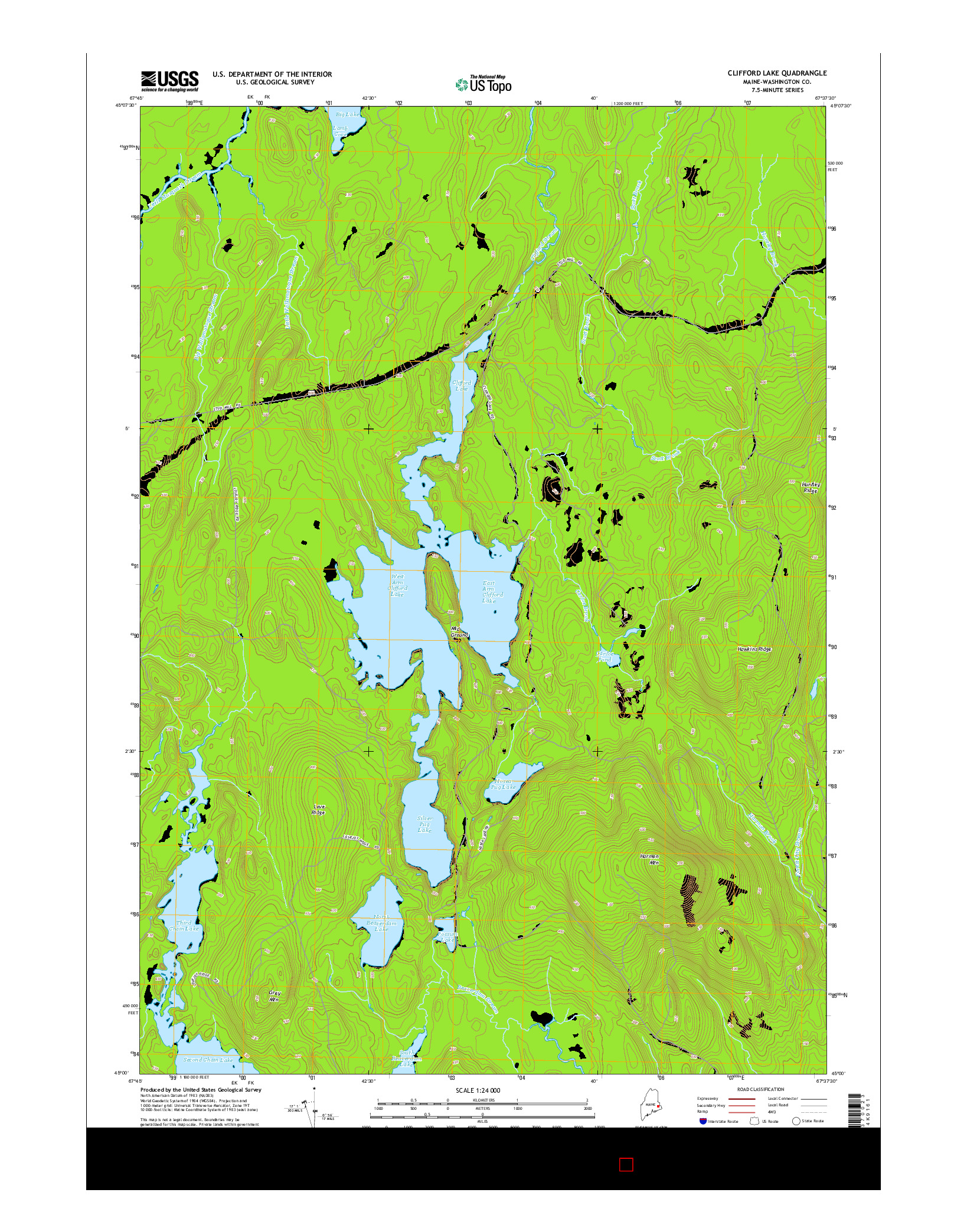 USGS US TOPO 7.5-MINUTE MAP FOR CLIFFORD LAKE, ME 2014