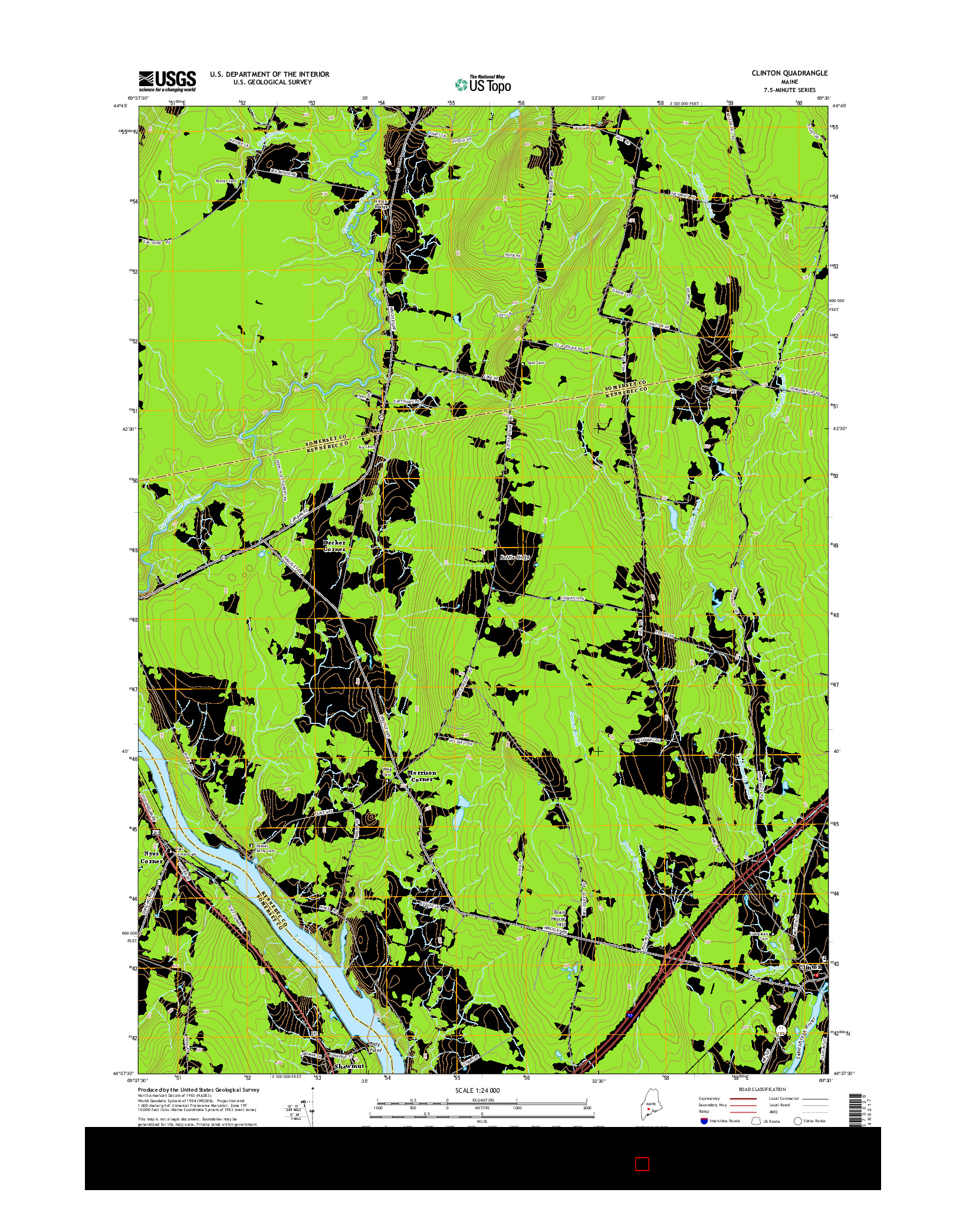 USGS US TOPO 7.5-MINUTE MAP FOR CLINTON, ME 2014