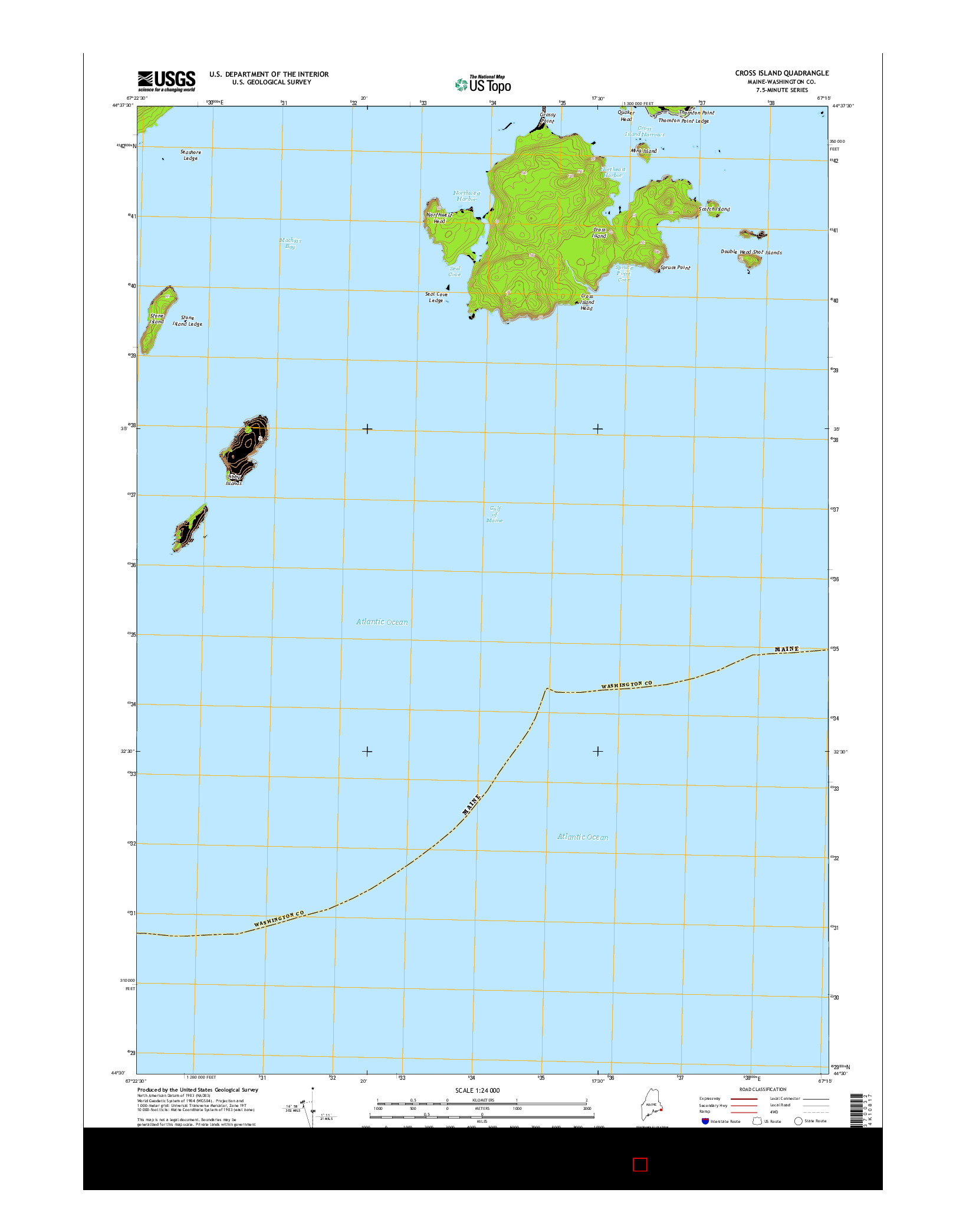 USGS US TOPO 7.5-MINUTE MAP FOR CROSS ISLAND, ME 2014