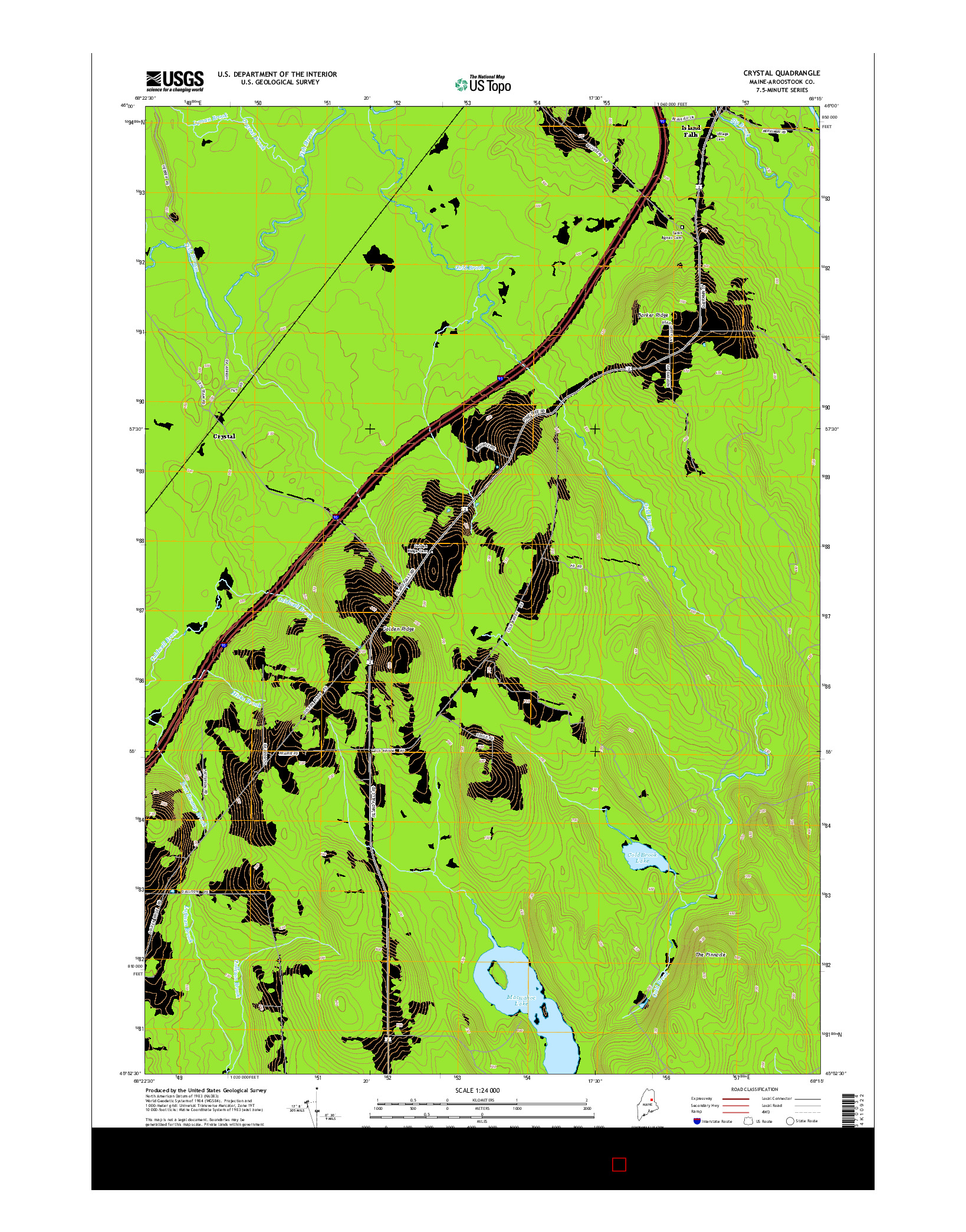 USGS US TOPO 7.5-MINUTE MAP FOR CRYSTAL, ME 2014